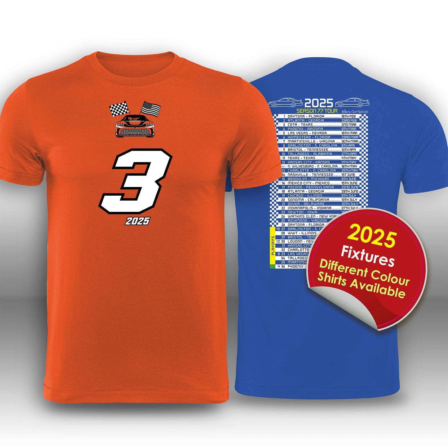 2025 Numbered Stock Car Fixtures Nascar T-Shirt