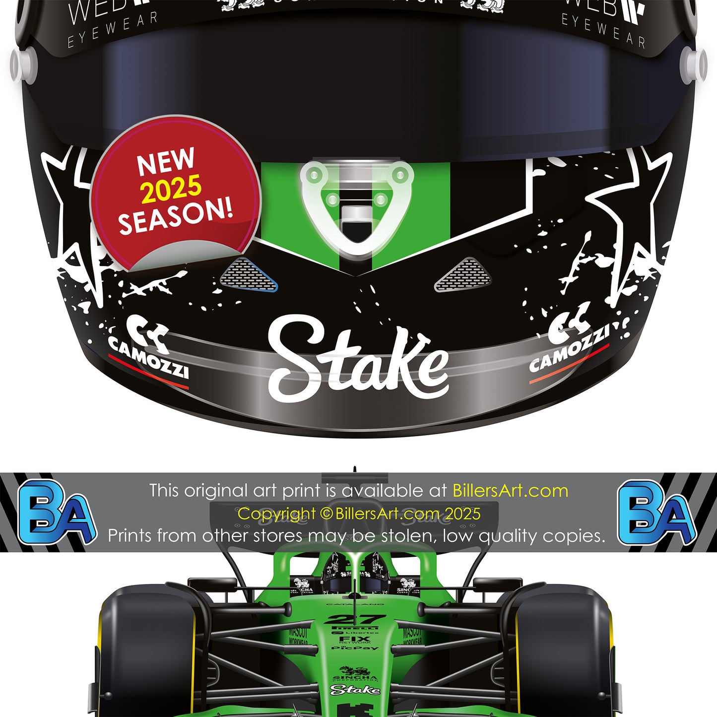 Nico Hulkenberg Formula 1 Racing Helmet 2025 Kick Sauber Print