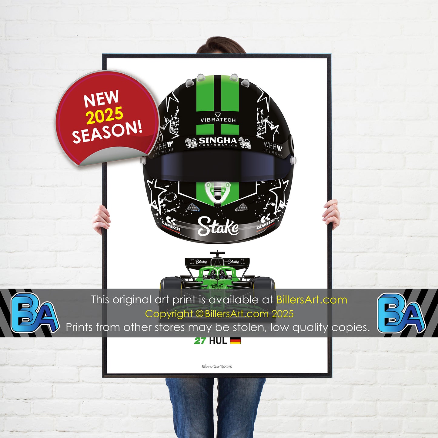 Nico Hulkenberg Formula 1 Racing Helmet 2025 Kick Sauber Print