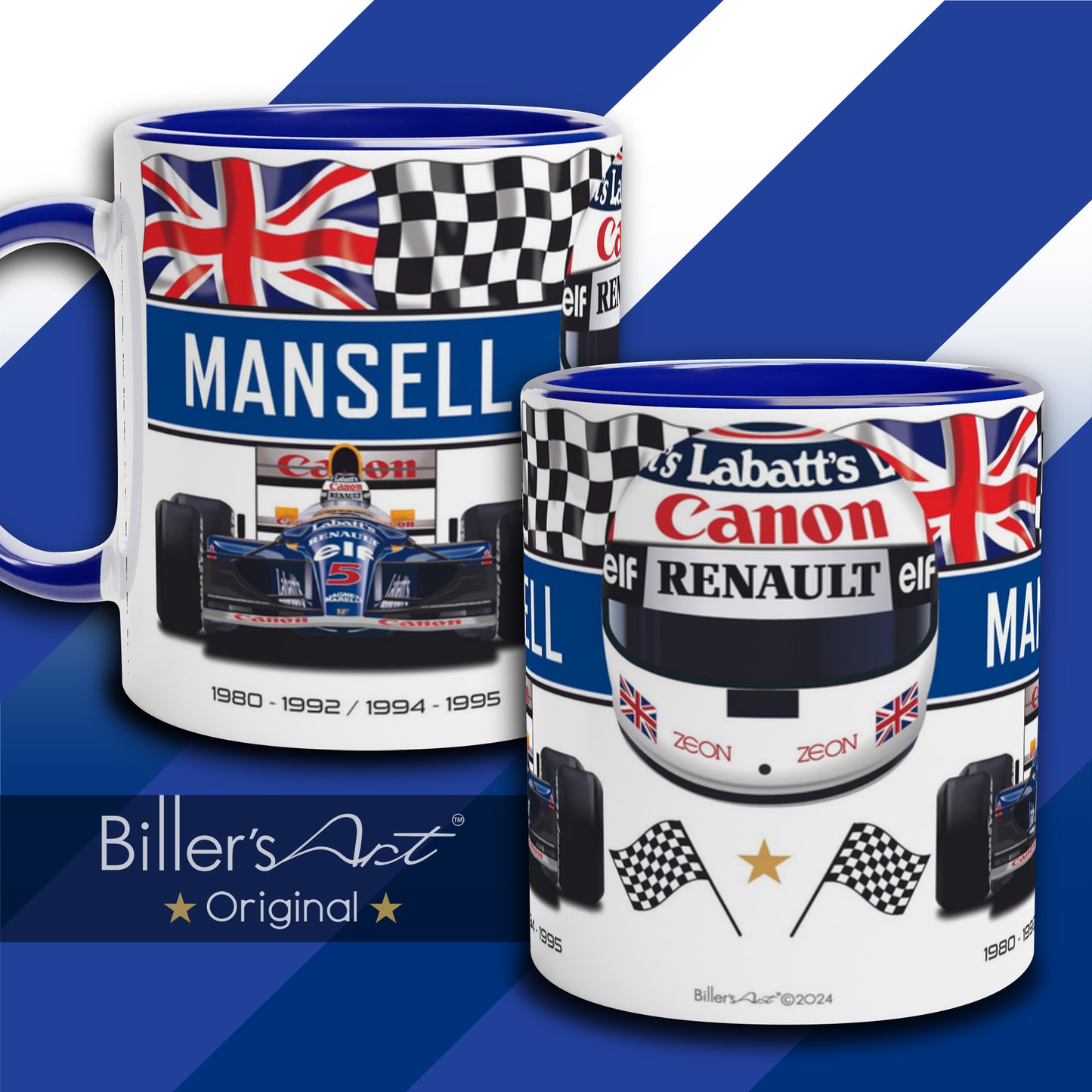 Classic World Champion Nigel Mansell's Car & Helmet Formula 1 Mug