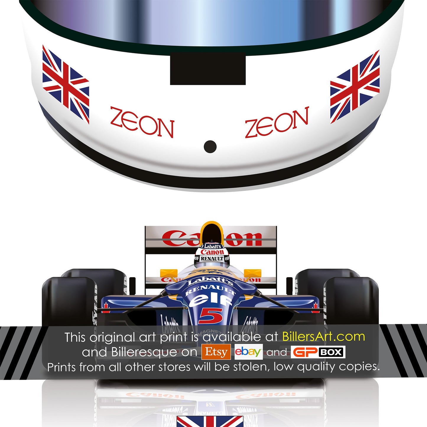 Nigel Mansell F1 Williams 1992 Formula 1 Helmet Print