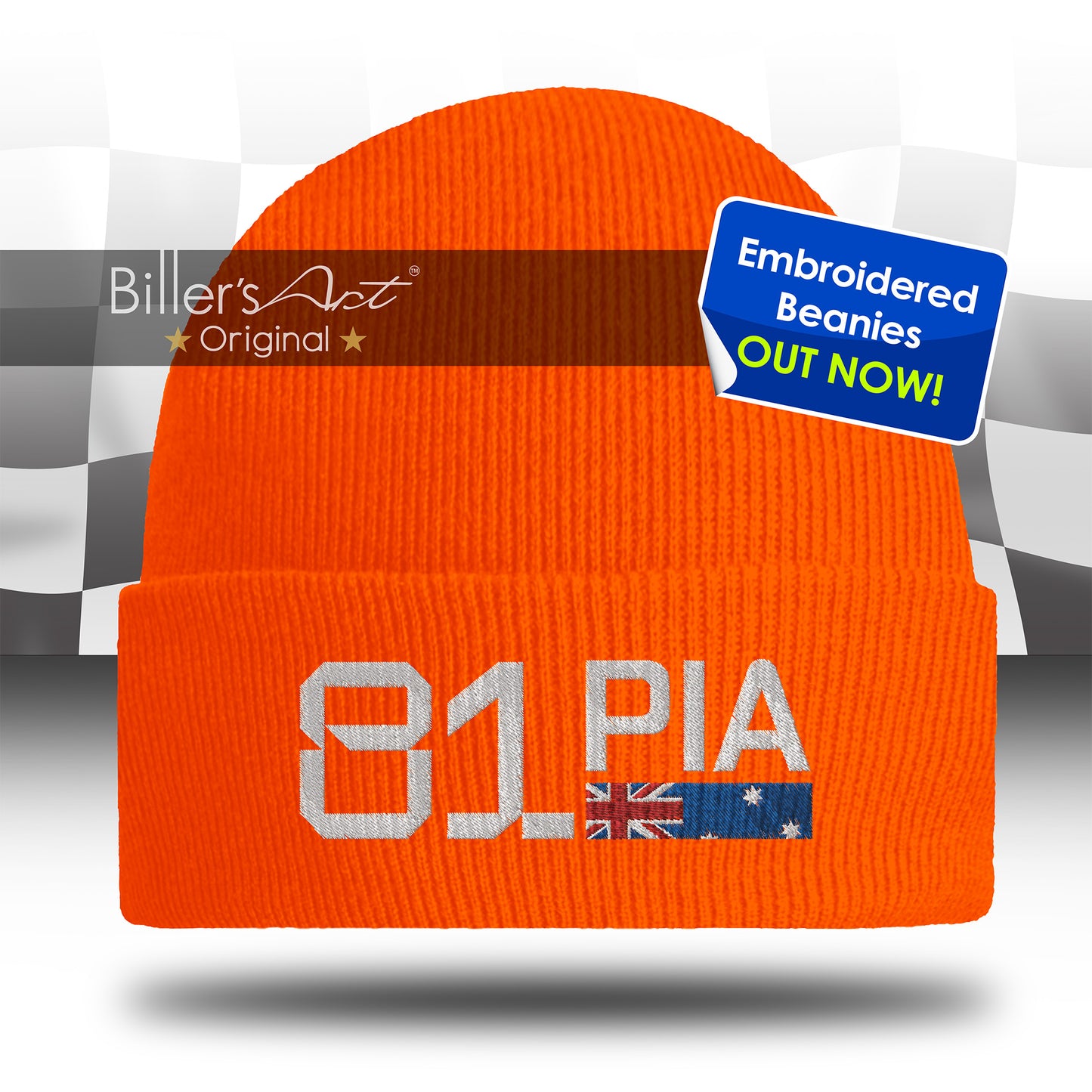 Oscar Piastri Embroidered F1 Beanie