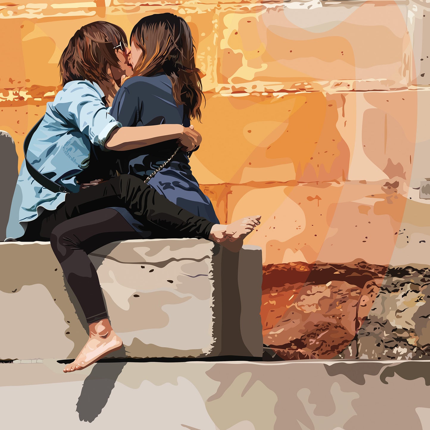 Paris Lovers by the Seine Print - Art from France