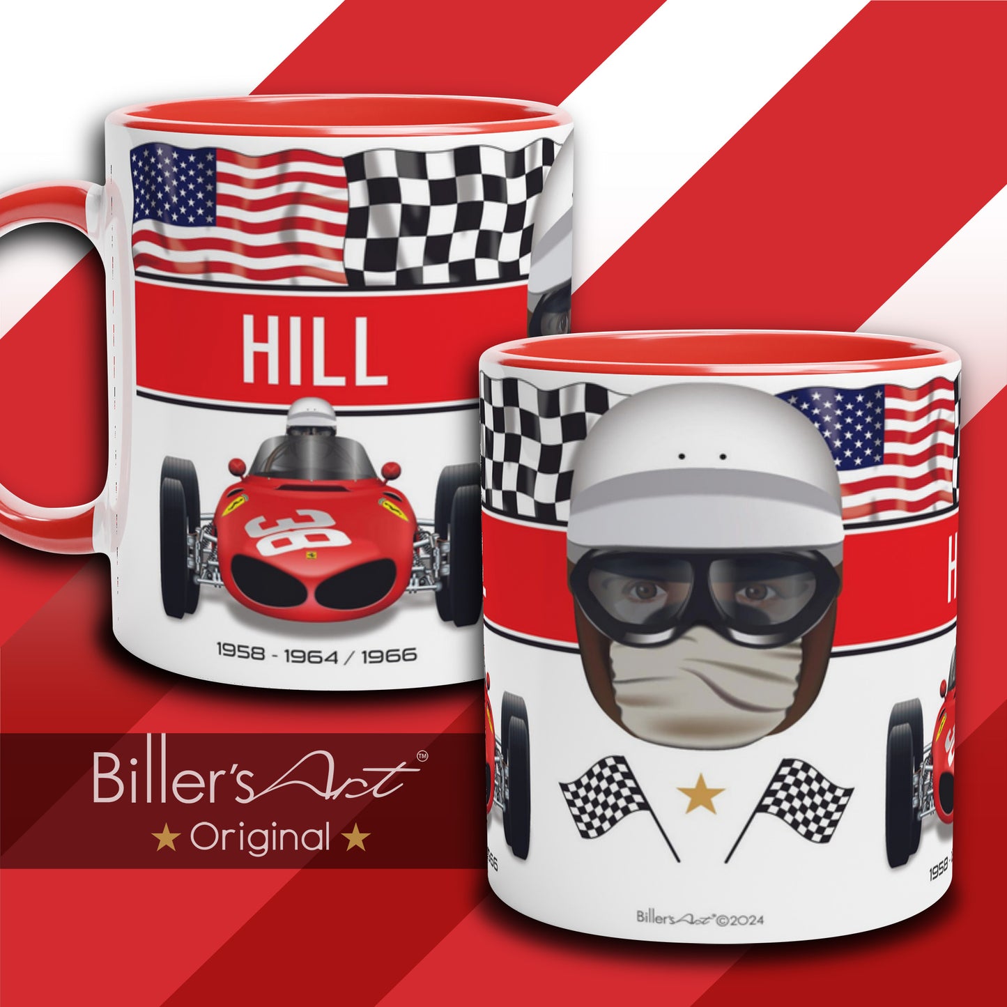 Classic World Champion Phil Hill's Car & Helmet Formula 1 Mug