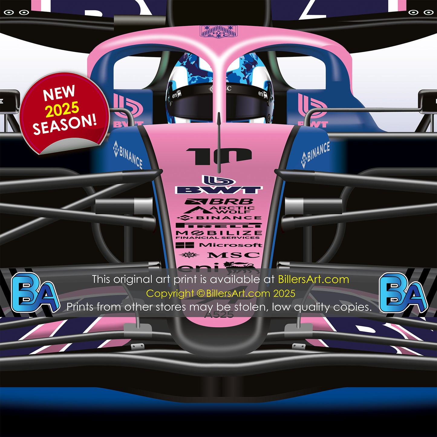 Pierre Gasly Formula 1 Alpine 2025 Racing Car Print