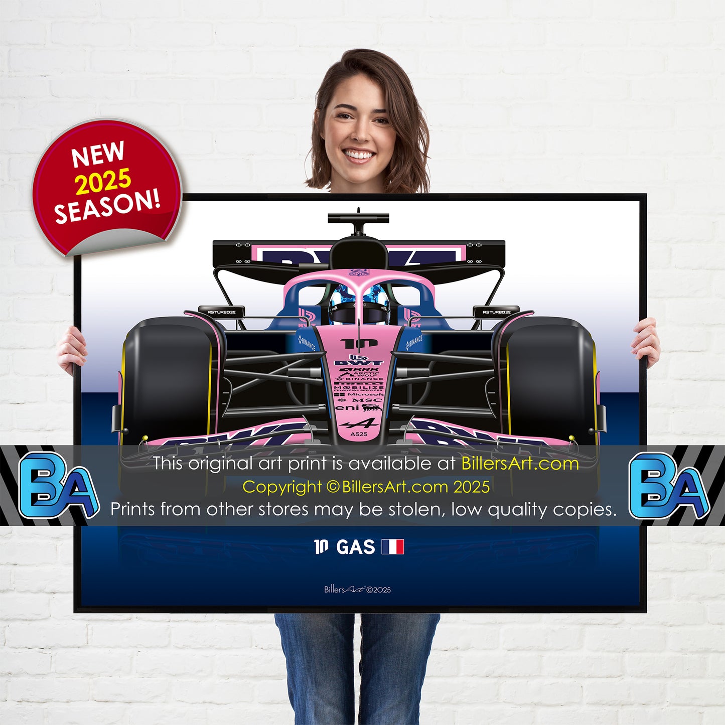 Pierre Gasly Formula 1 Alpine 2025 Racing Car Print
