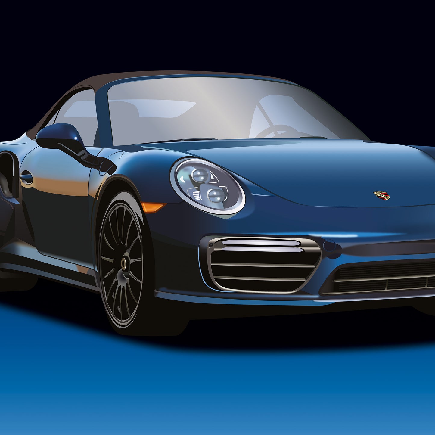 Porsche 911 Turbo Supercar Poster - fast sports cars print
