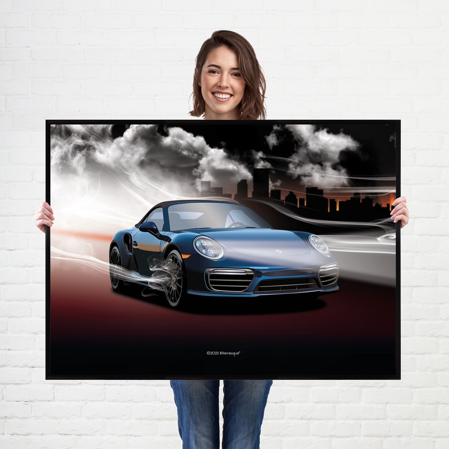 Porsche 911 Turbo Supercar Poster - fast sports cars print