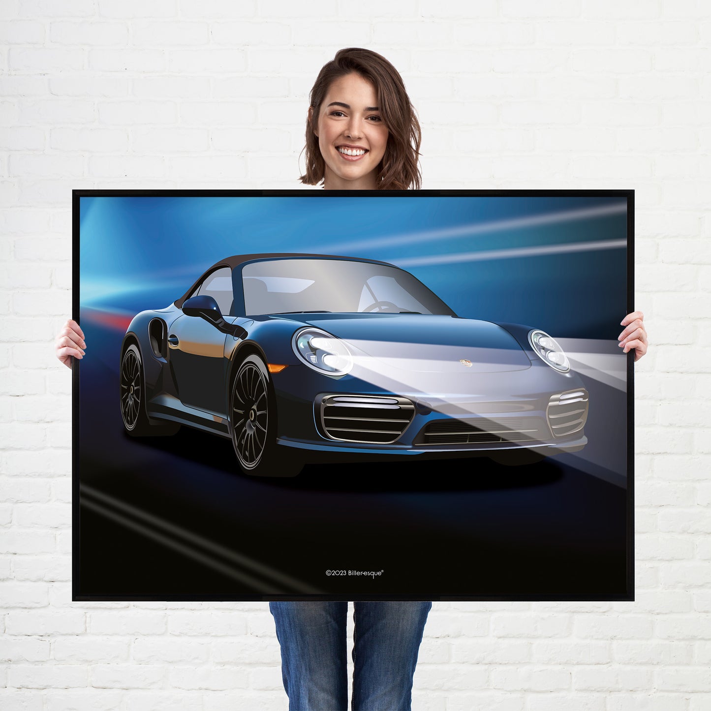 Porsche 911 Turbo Supercar Poster - fast sports cars print
