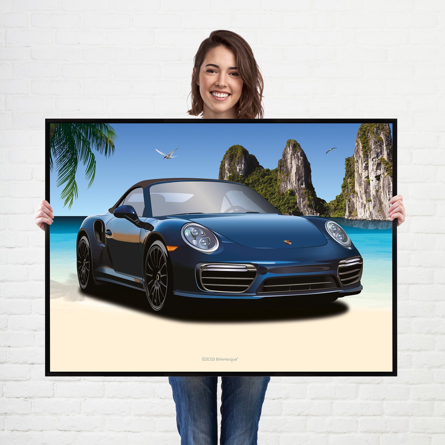 Porsche 911 Turbo Supercar Poster - fast sports cars print
