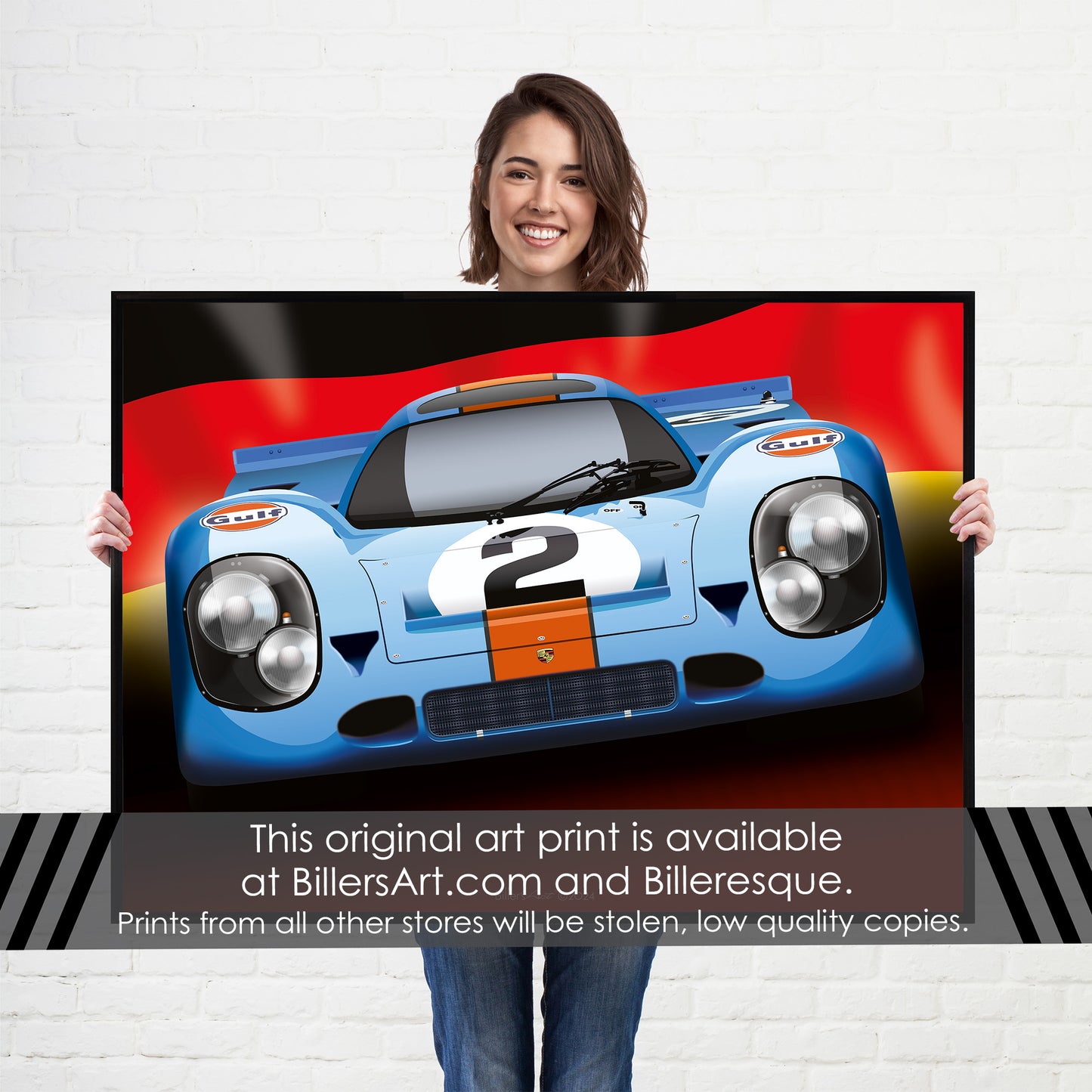 Porsche 917 Poster - Le Mans Racing Car poster on a German Flag background