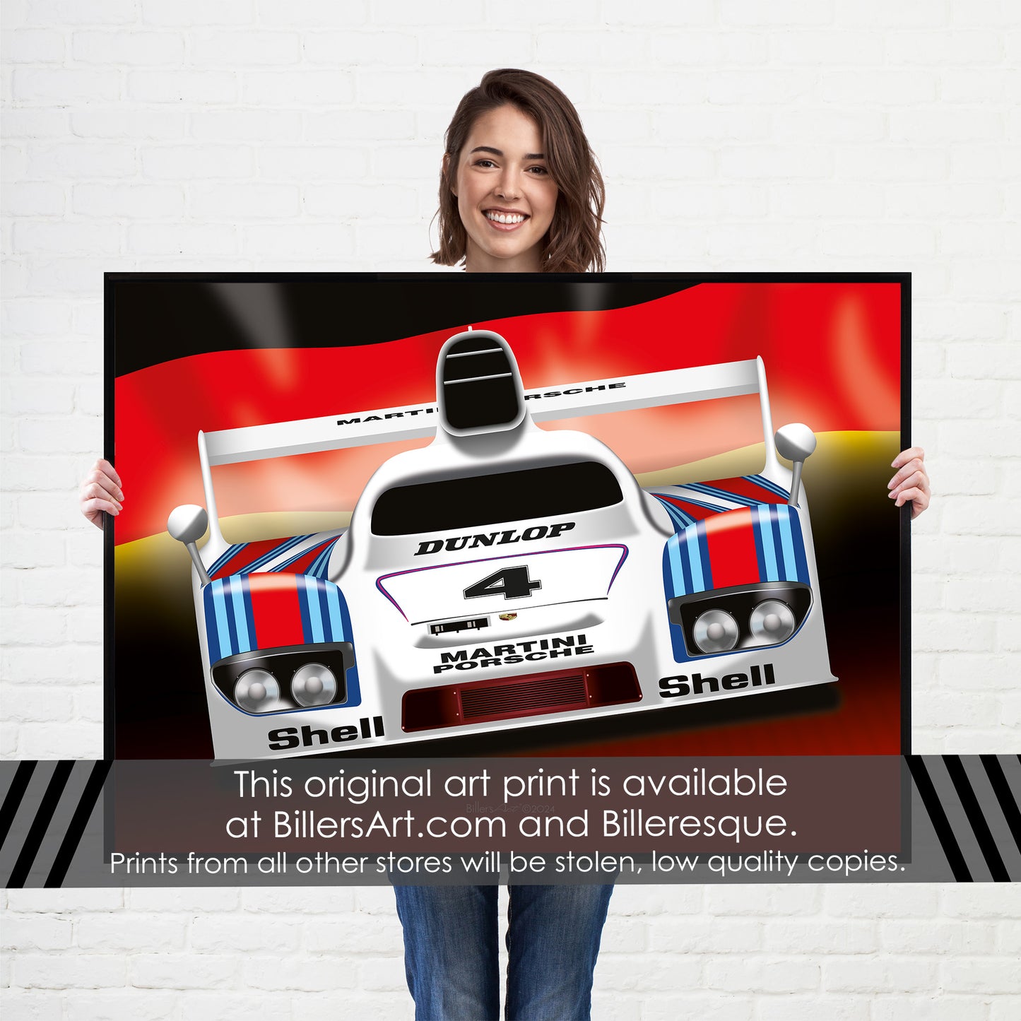 Porsche 936 Poster - Le Mans Racing Car poster on a German Flag background