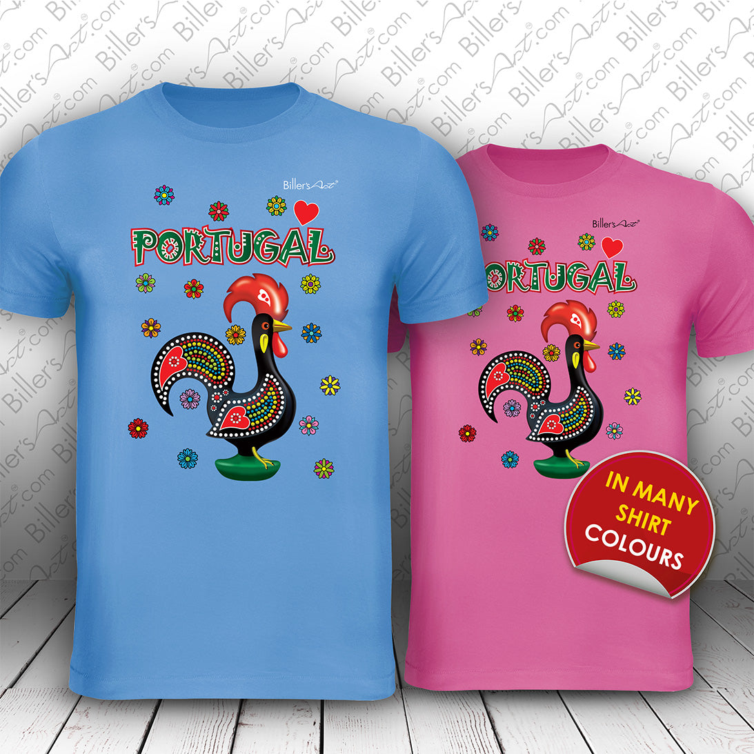 Portuguese Rooster Flowers t-shirts