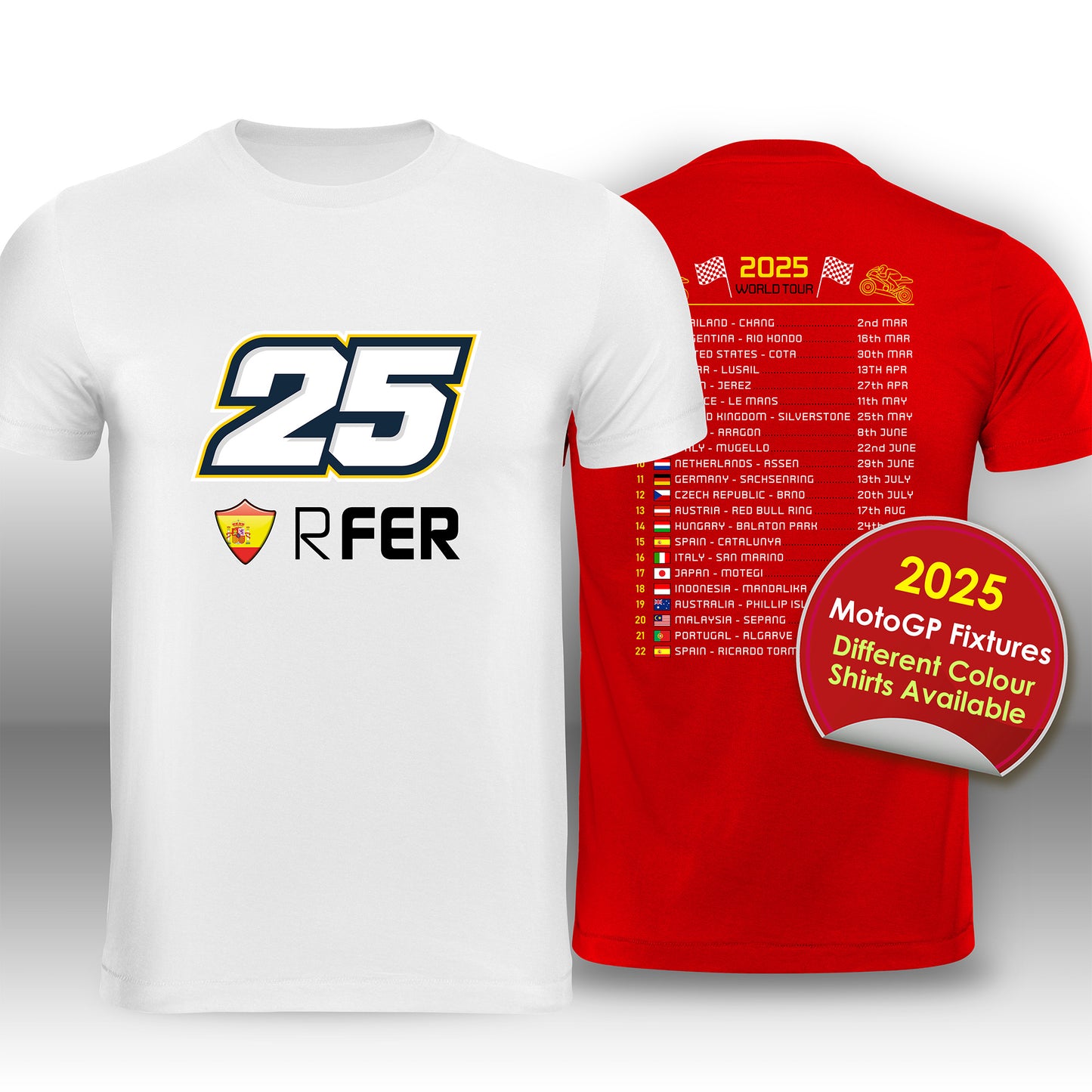 Raul Fernandez 2025 MotoGP Race Calendar T-Shirt