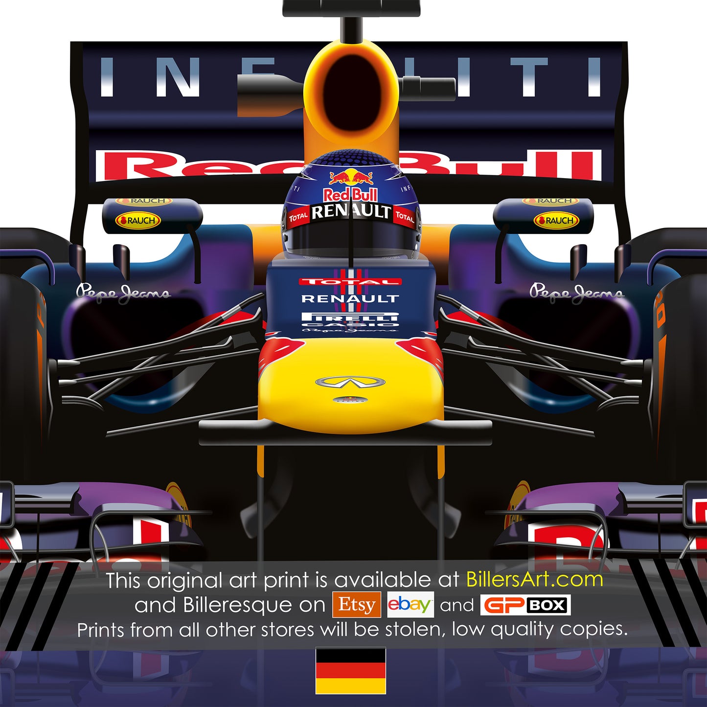 Sebastian Vettel F1 Red Bull 2013 Formula 1 Racing Car Print