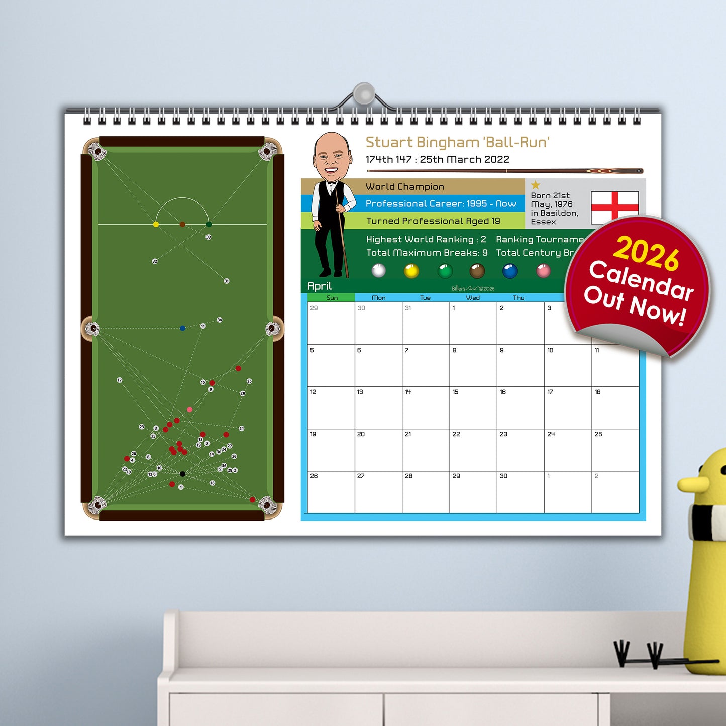 Snooker 2026 Calendar of Maximum 147 Breaks