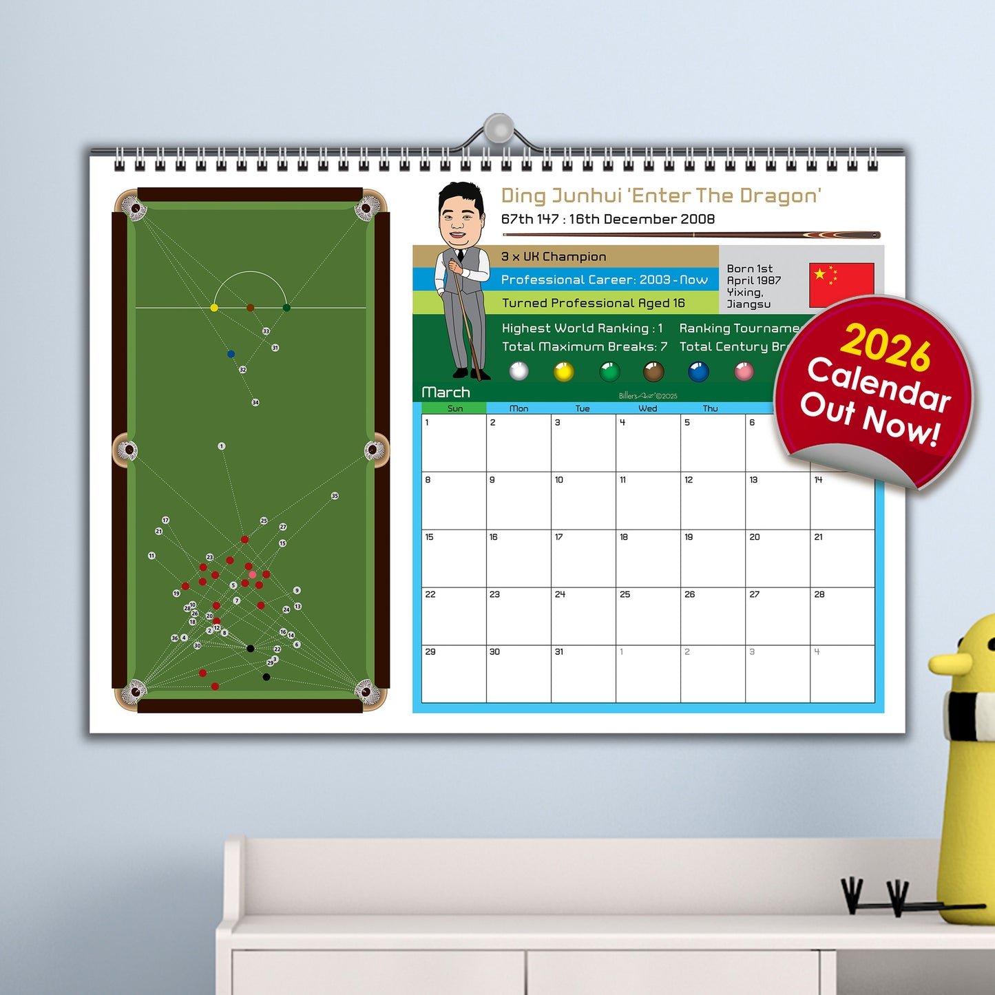 Snooker 2026 Calendar of Maximum 147 Breaks