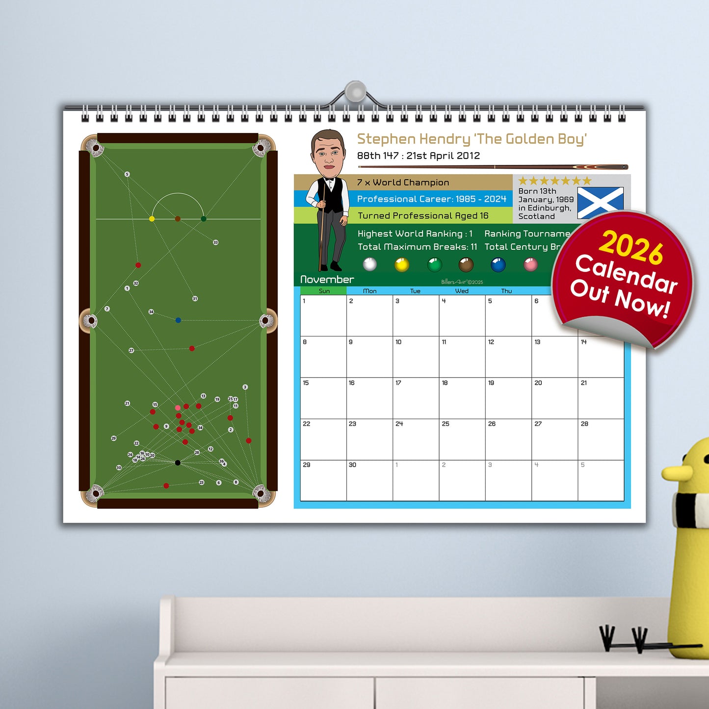 Snooker 2026 Calendar of Maximum 147 Breaks