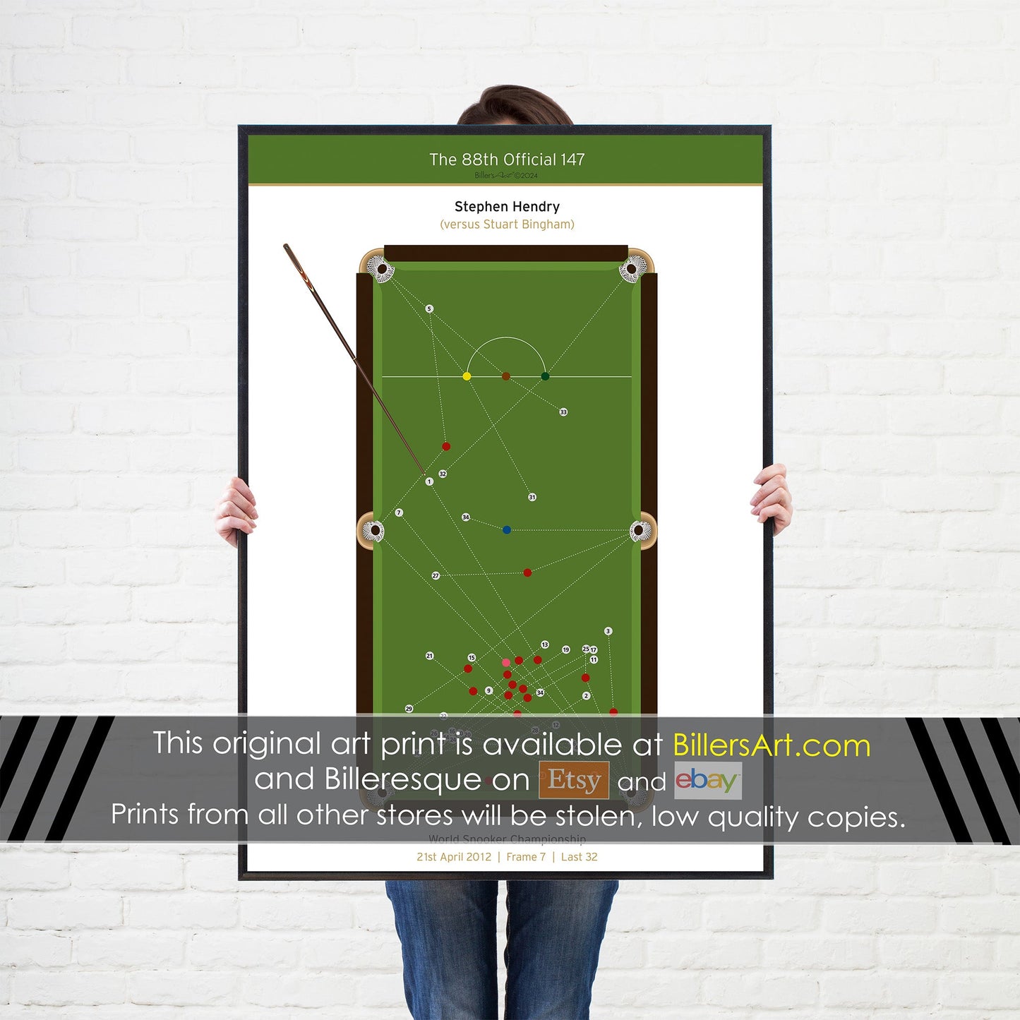 Snooker Stephen Hendry 147 Poster 2012 - Snooker print wall art gift