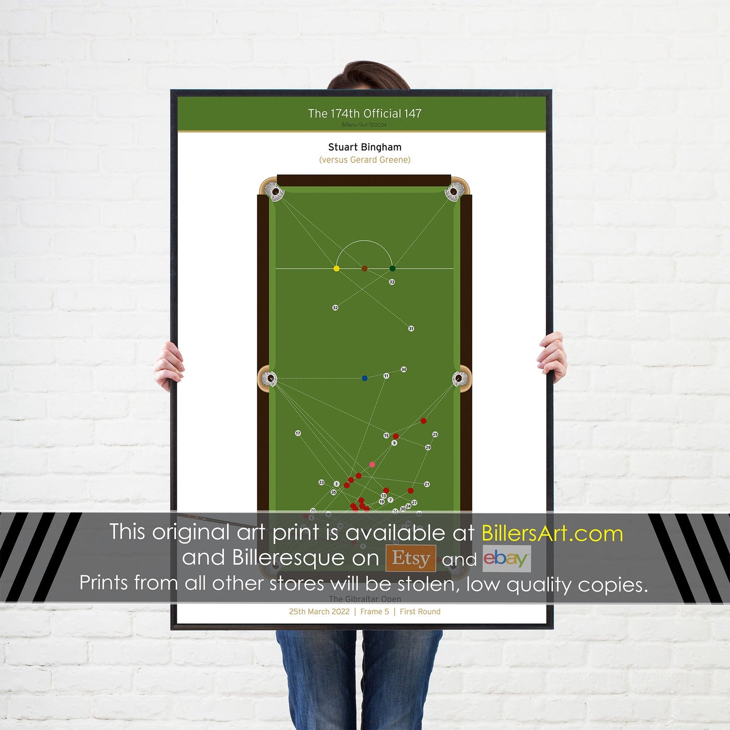 Snooker Stuart Bingham 147 Poster 2022 - Snooker print wall art gift