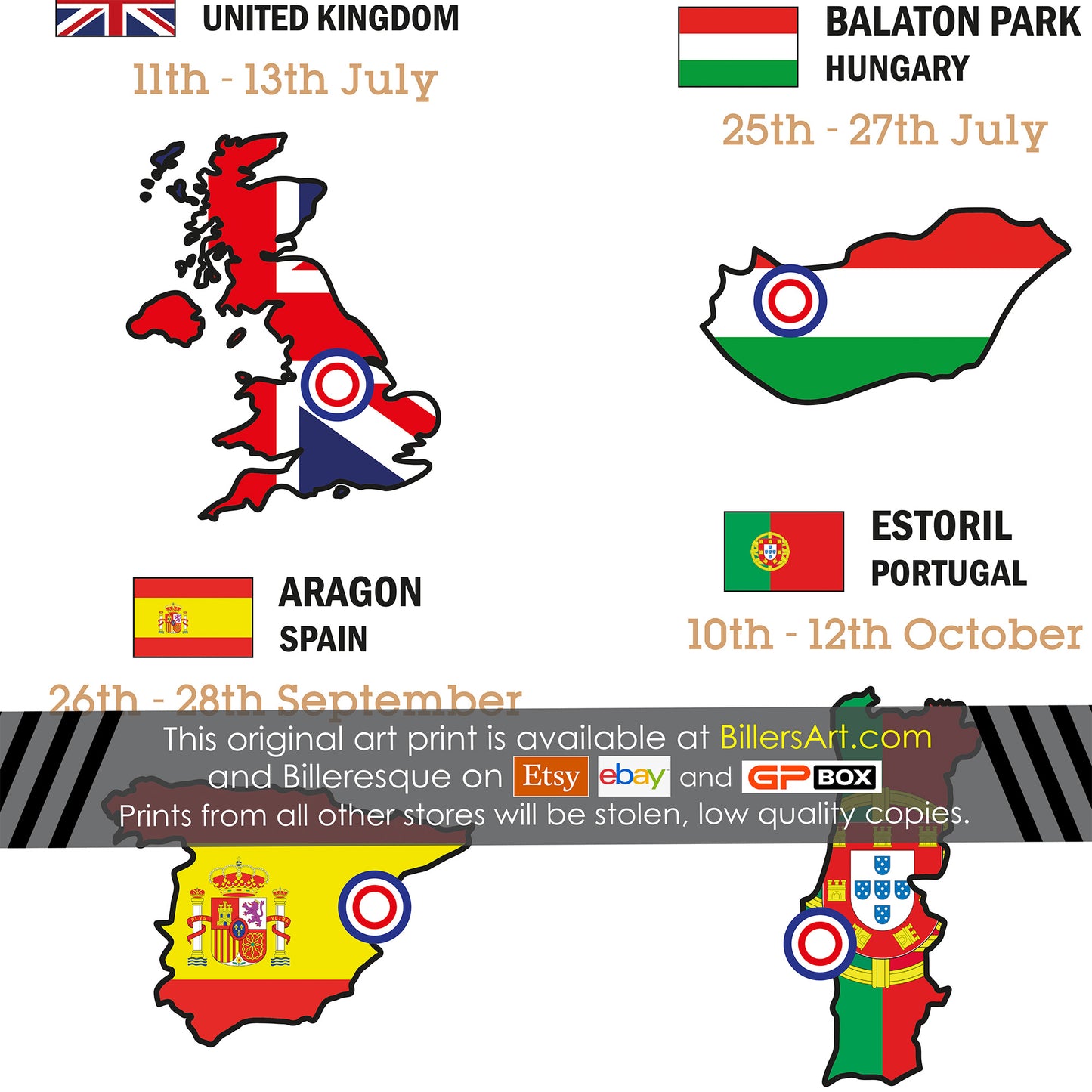 SBK Superbike 2025 Detailed Season Fixtures Portrait Wall Calendar with Countries and Flags print