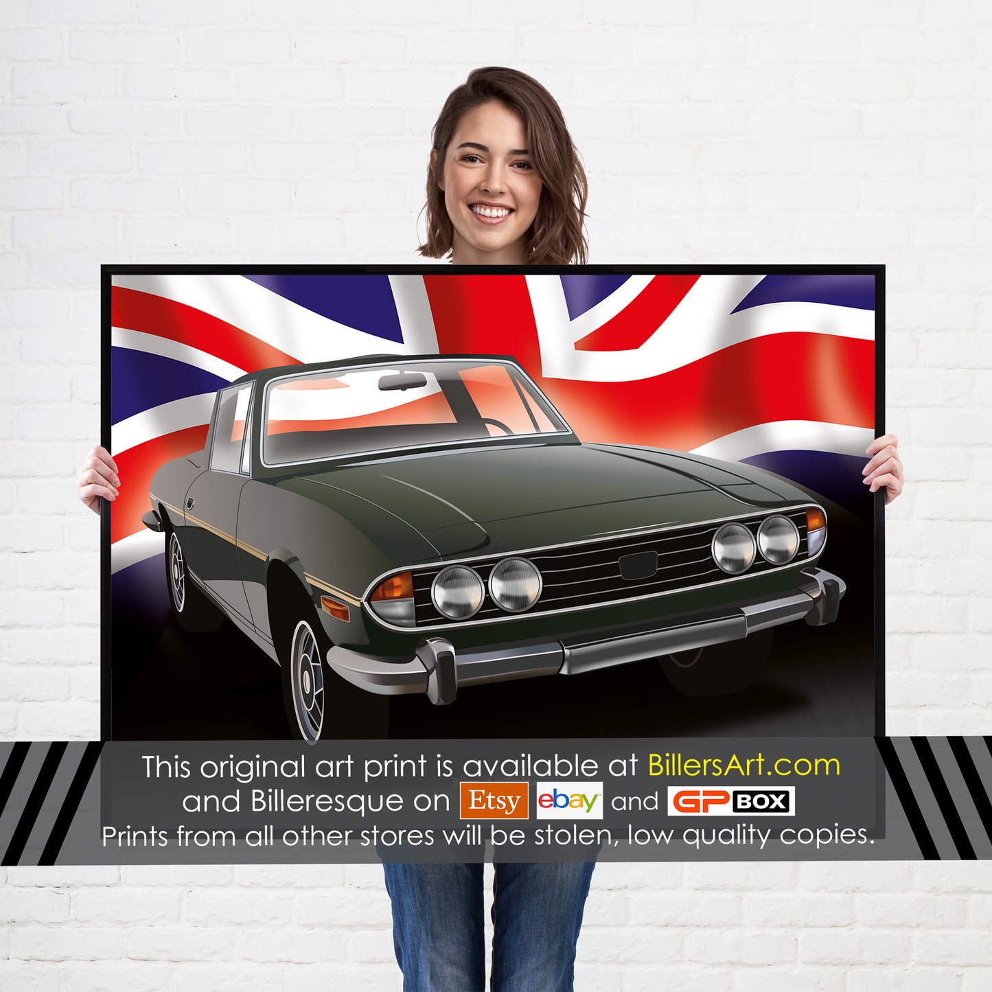 Triumph Stag Classic Car High Quality Colourful Illustration Poster