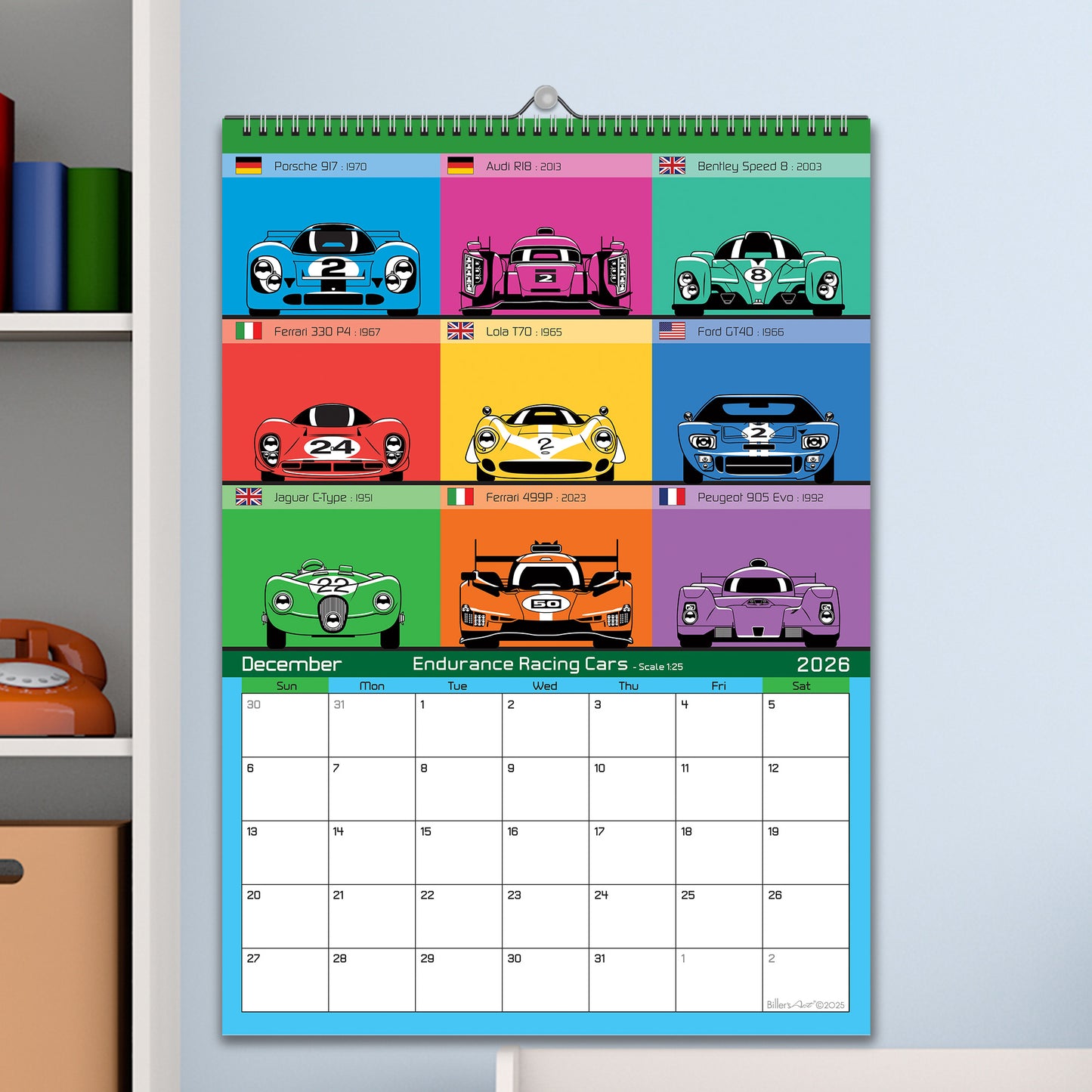 2026 Car lovers Iconic Classic World Car Calendar Front