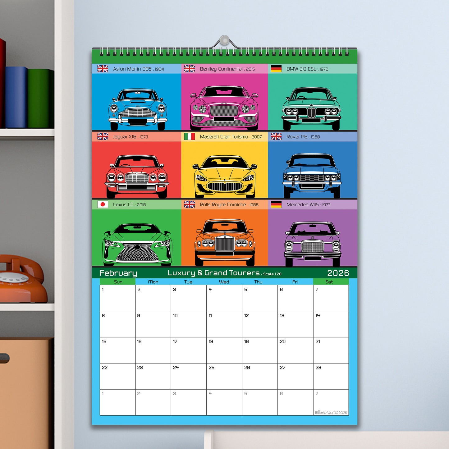 2026 Car lovers Iconic Classic World Car Calendar Front