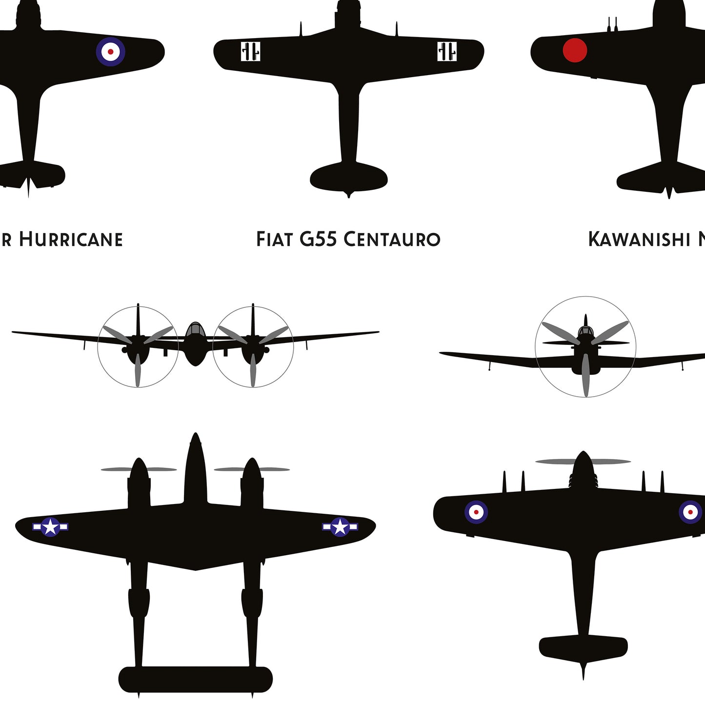 World War 2 Fighter Aircraft Spotter's Guide Poster