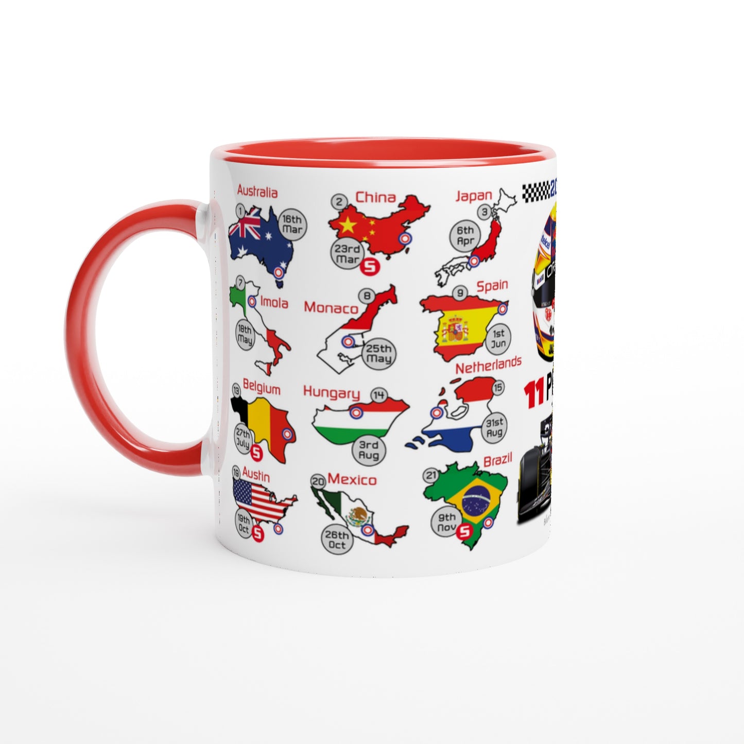 Sergio Perez 2025 Formula 1 Season Fixtures Racing Calendar Mug