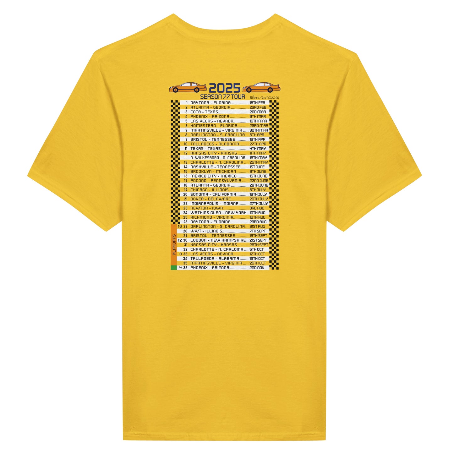 2025 Numbered Stock Car Fixtures Nascar T-Shirt