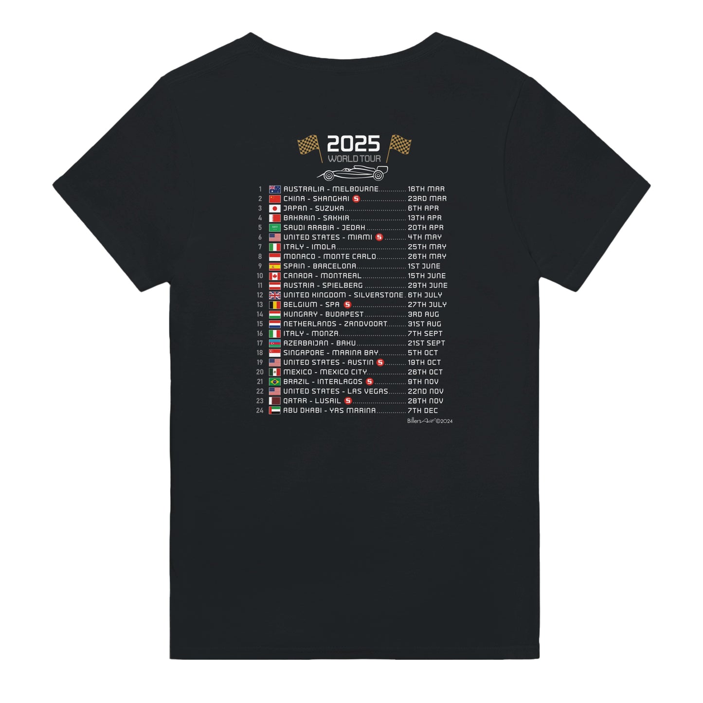Oscar Piastri 2025 Race Calendar Formula 1 F1 T-Shirt