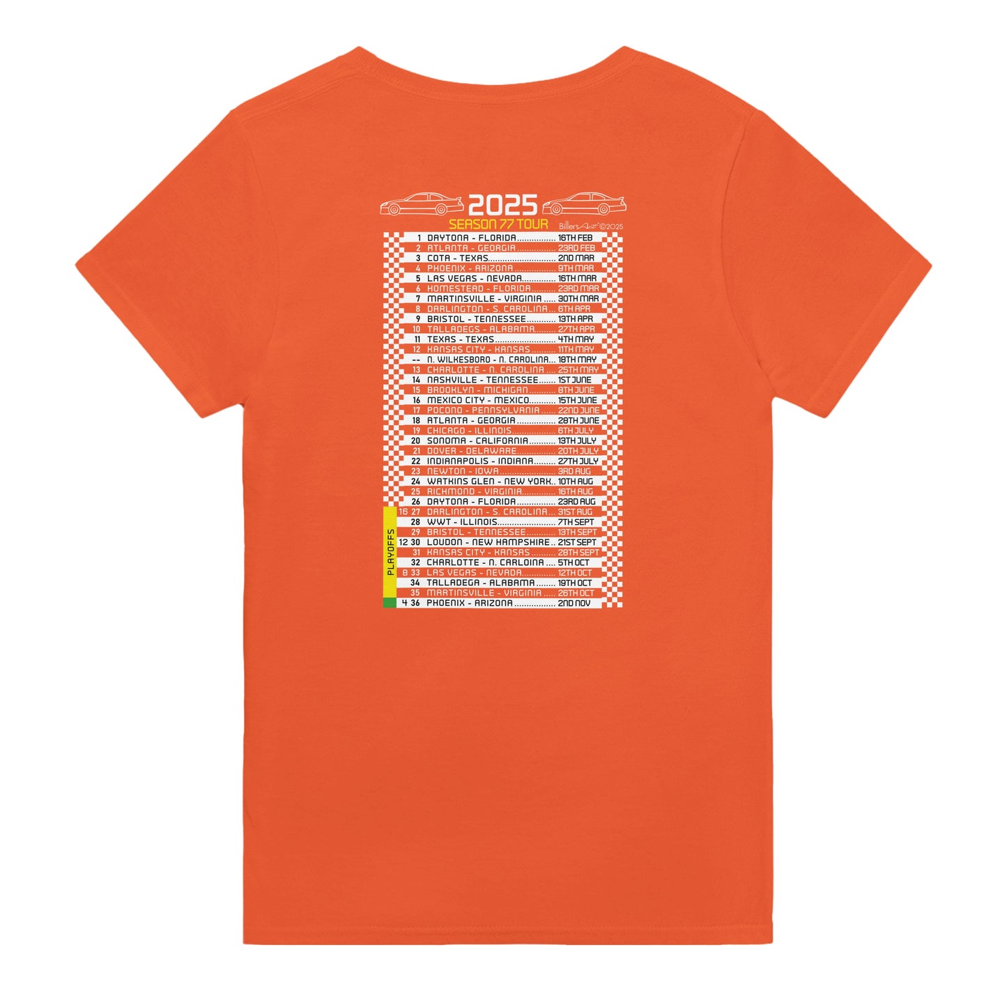 2025 Numbered Stock Car Fixtures Nascar T-Shirt