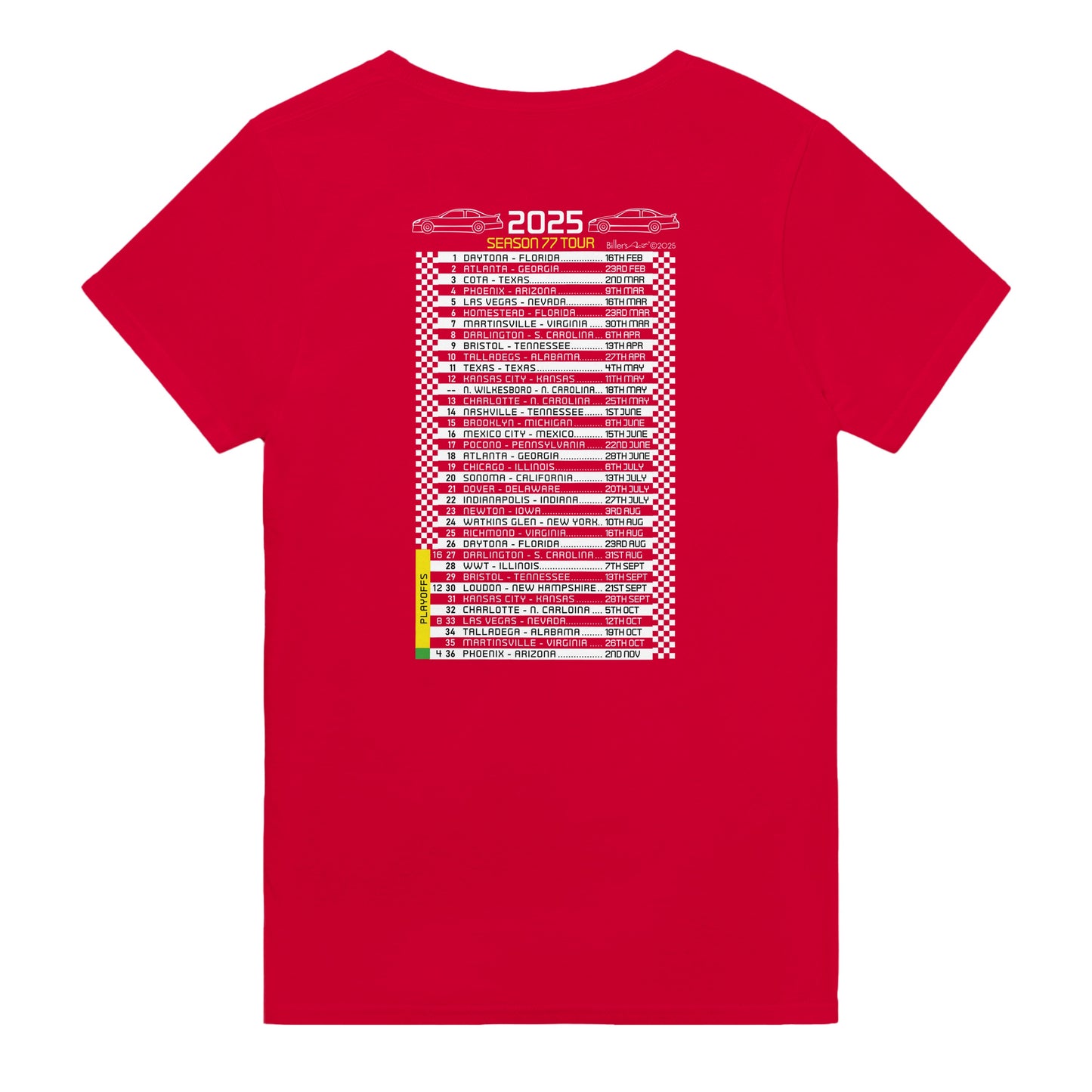 2025 Numbered Stock Car Fixtures Nascar T-Shirt