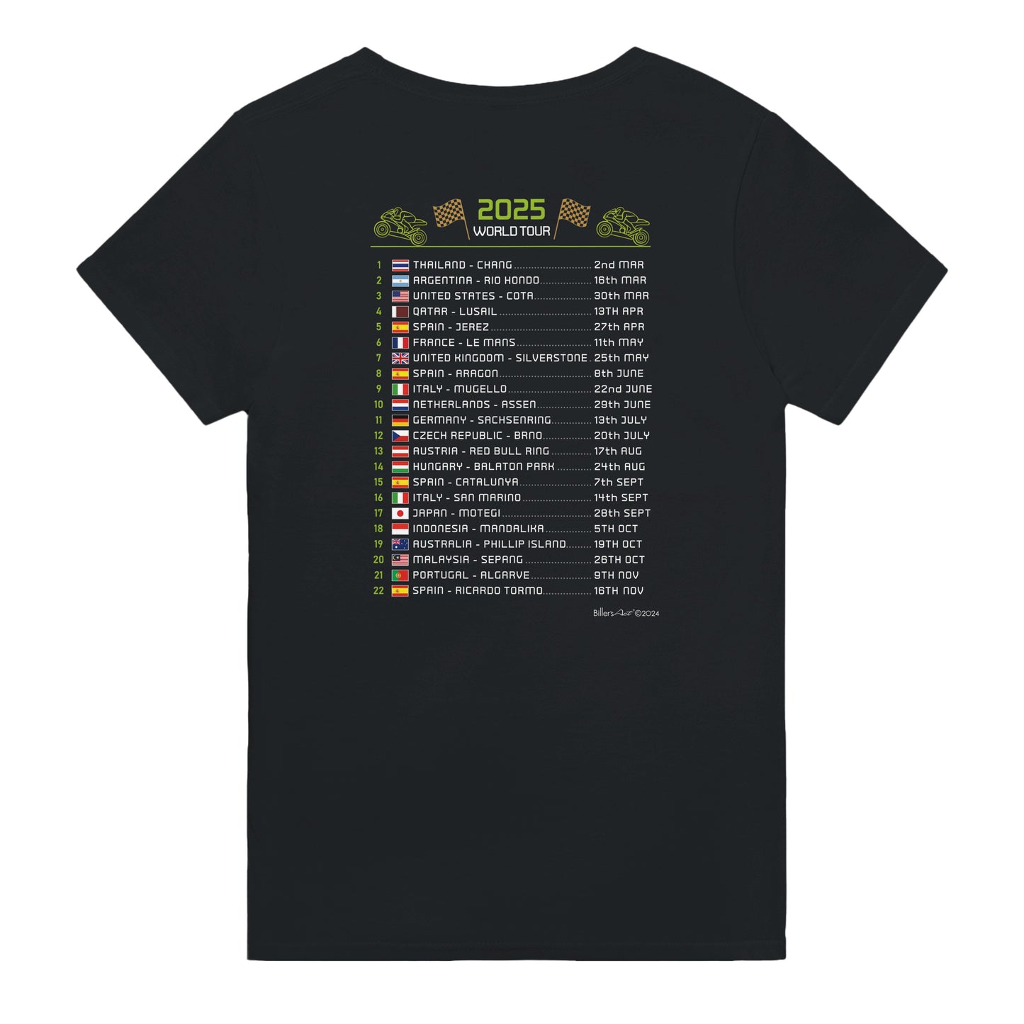 Joan Mir 2025 MotoGP Race Calendar T-Shirt