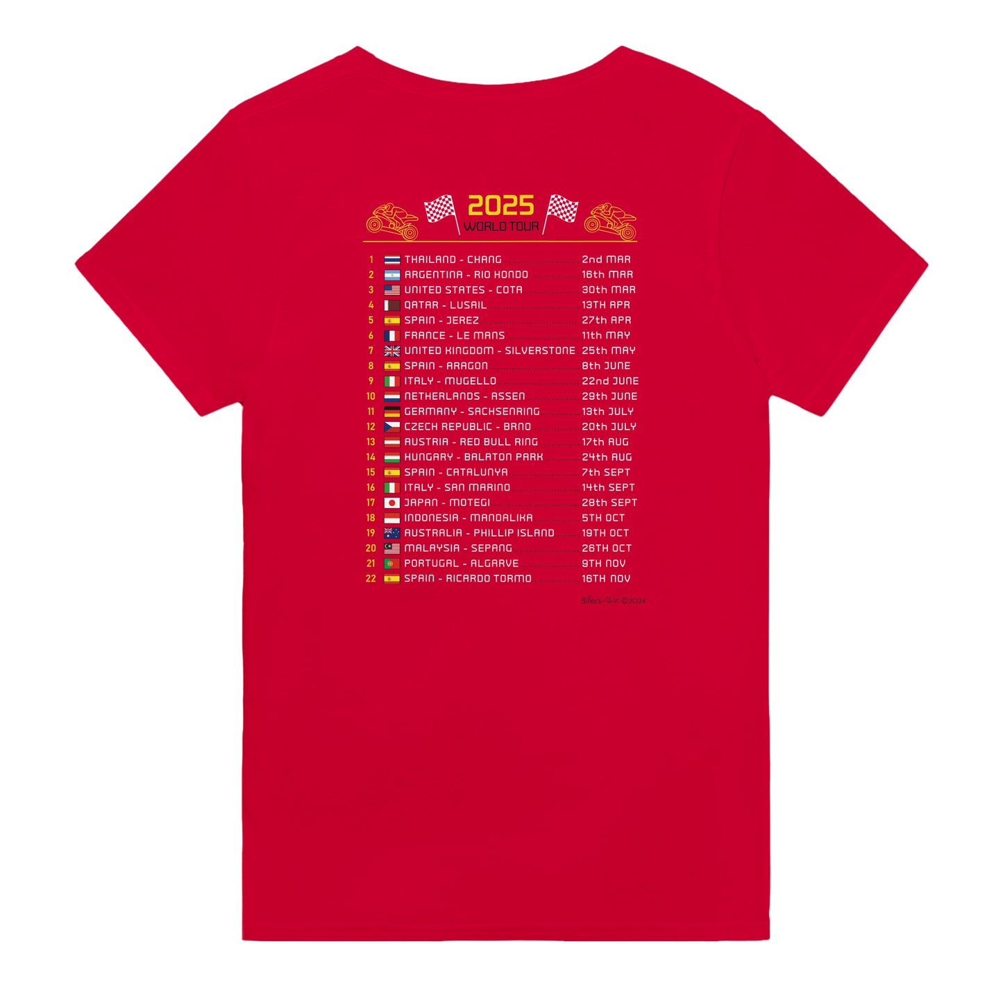 Alex Marquez 2025 MotoGP Race Calendar T-Shirt