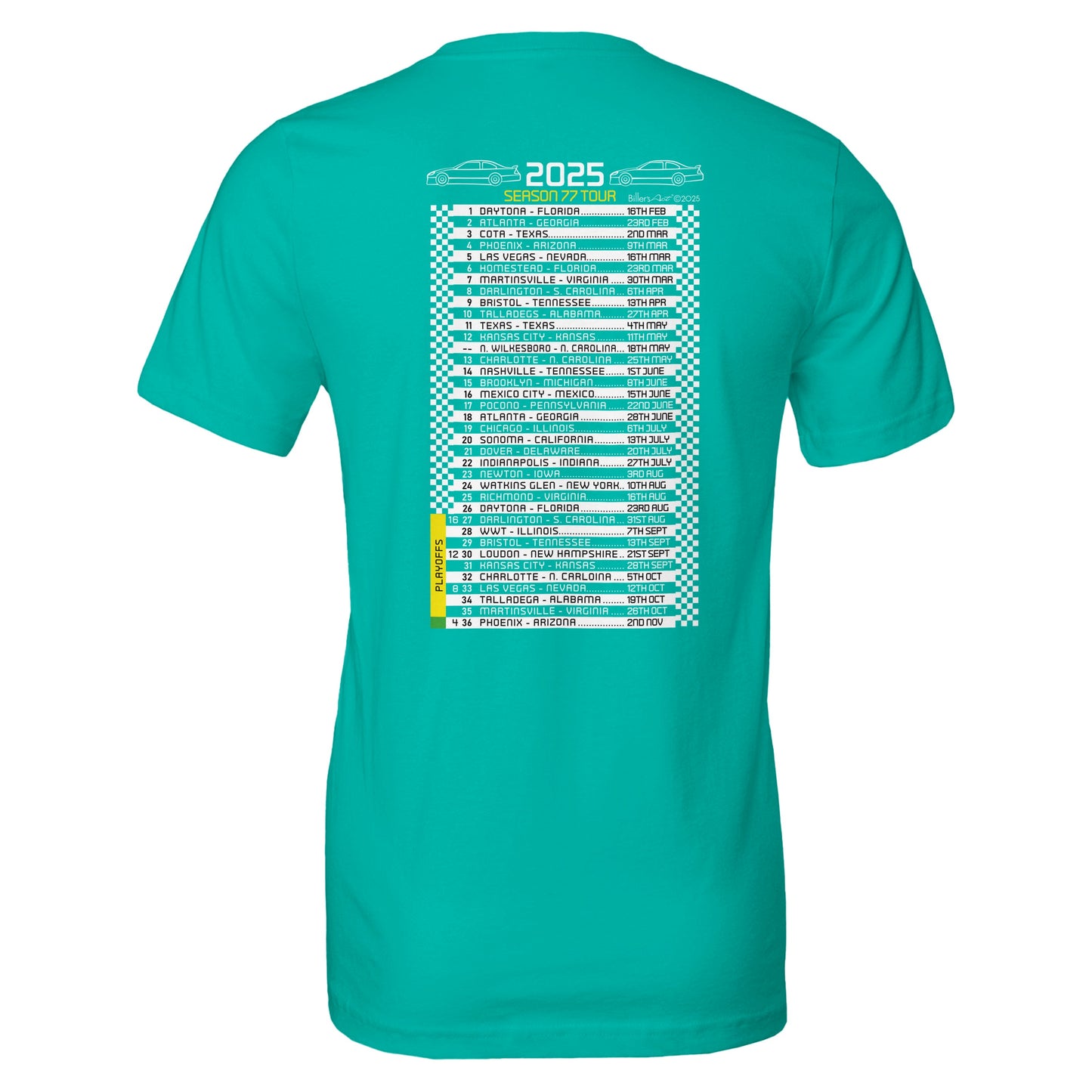 2025 Numbered Stock Car Fixtures Nascar T-Shirt