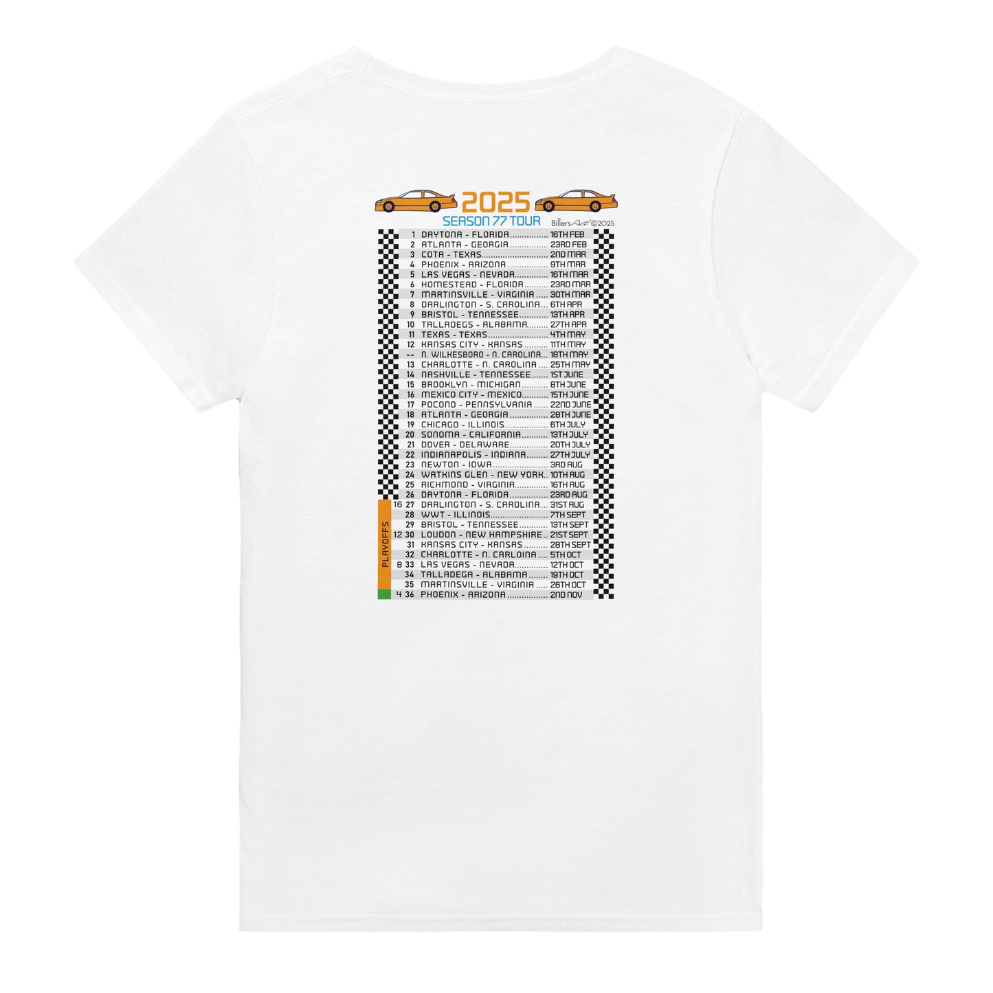 2025 Numbered Stock Car Fixtures Nascar T-Shirt