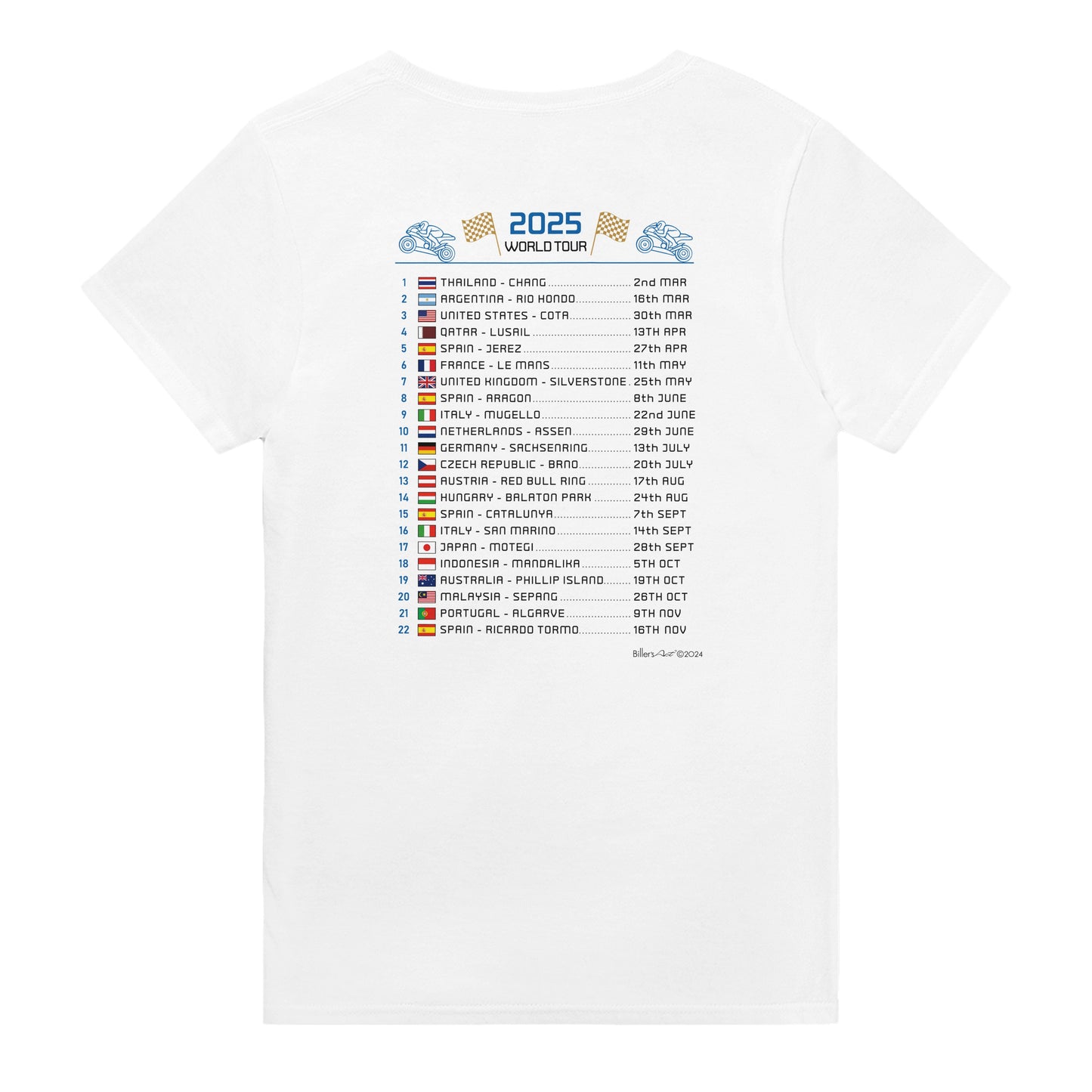 Alex Marquez 2025 MotoGP Race Calendar T-Shirt