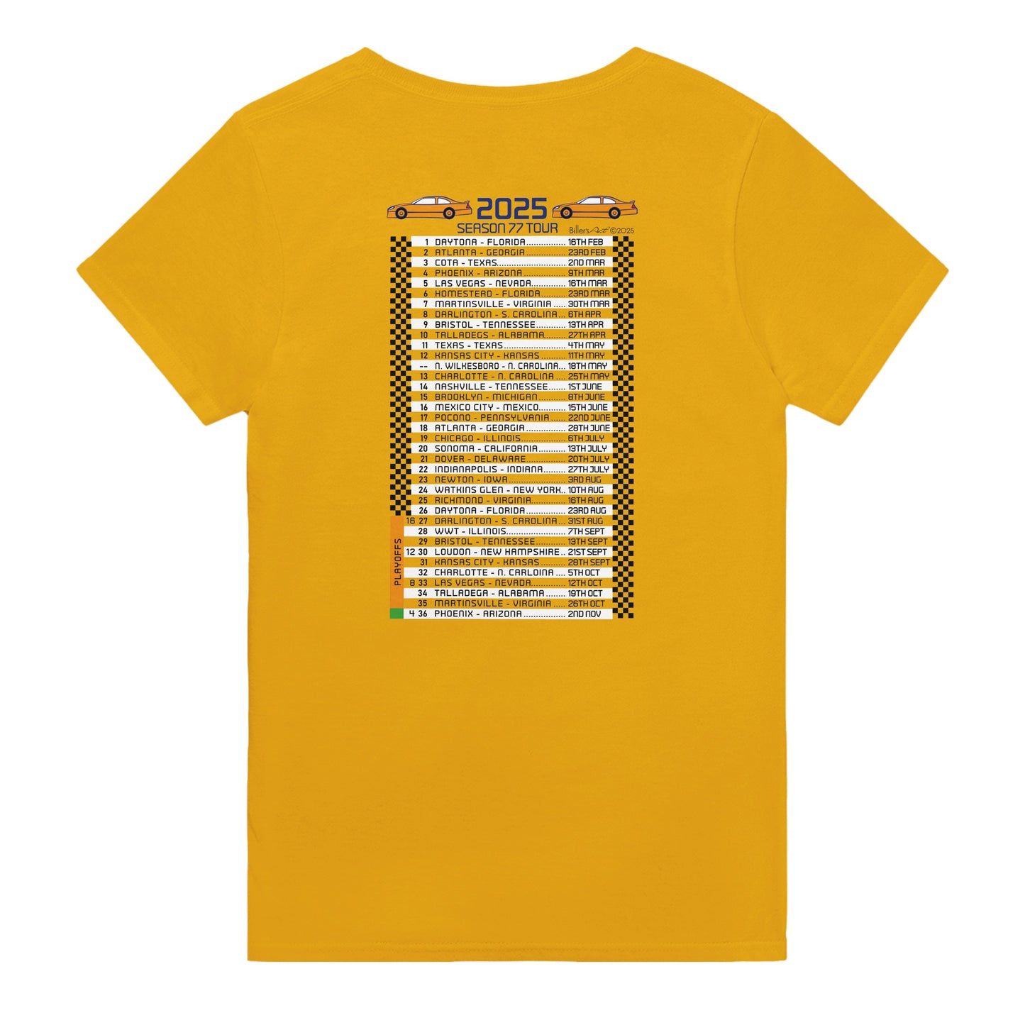 2025 Numbered Stock Car Fixtures Nascar T-Shirt