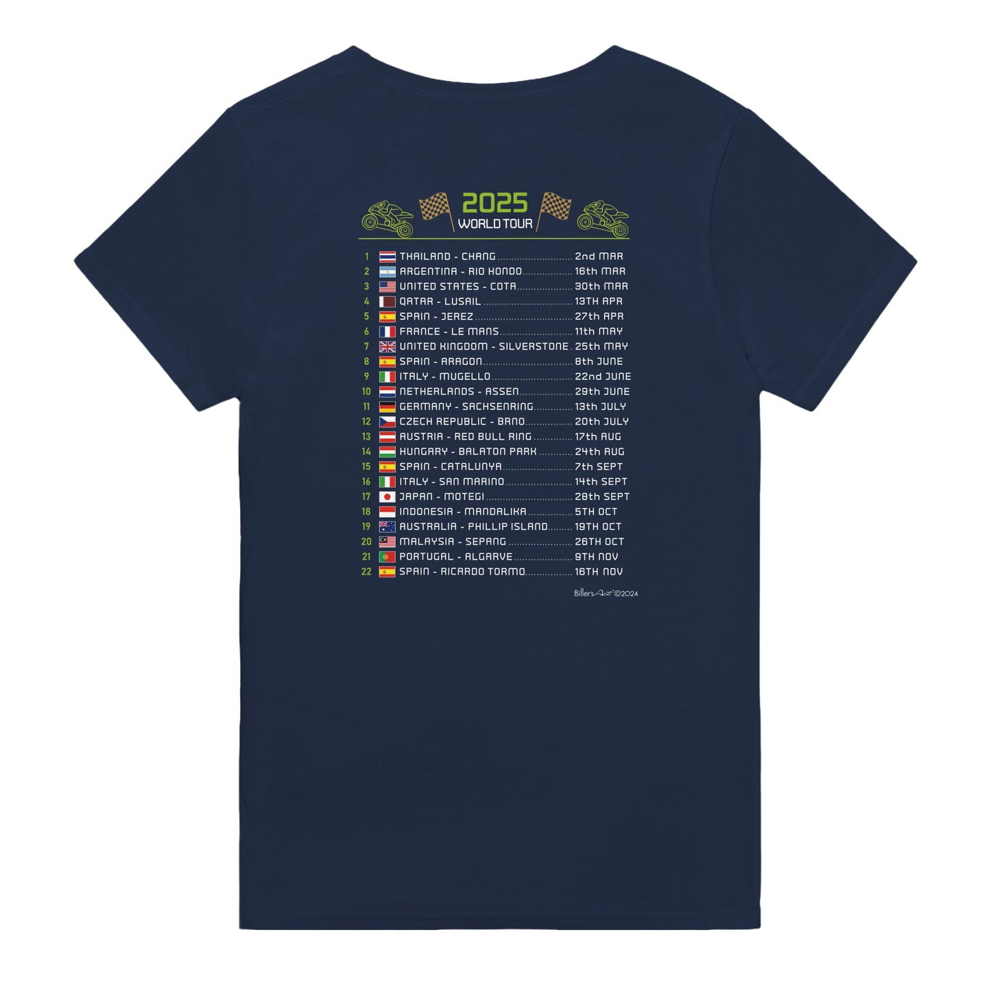 Maverick Vinales 2025 MotoGP Race Calendar T-Shirt