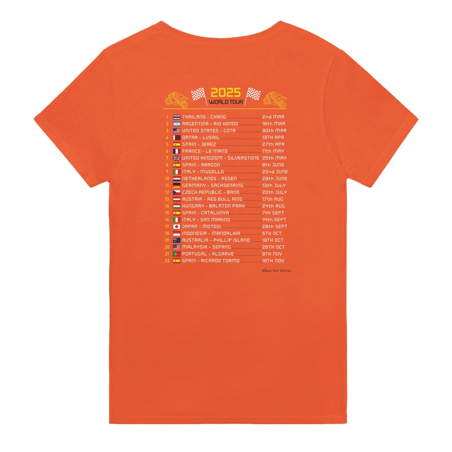 Joan Mir 2025 MotoGP Race Calendar T-Shirt