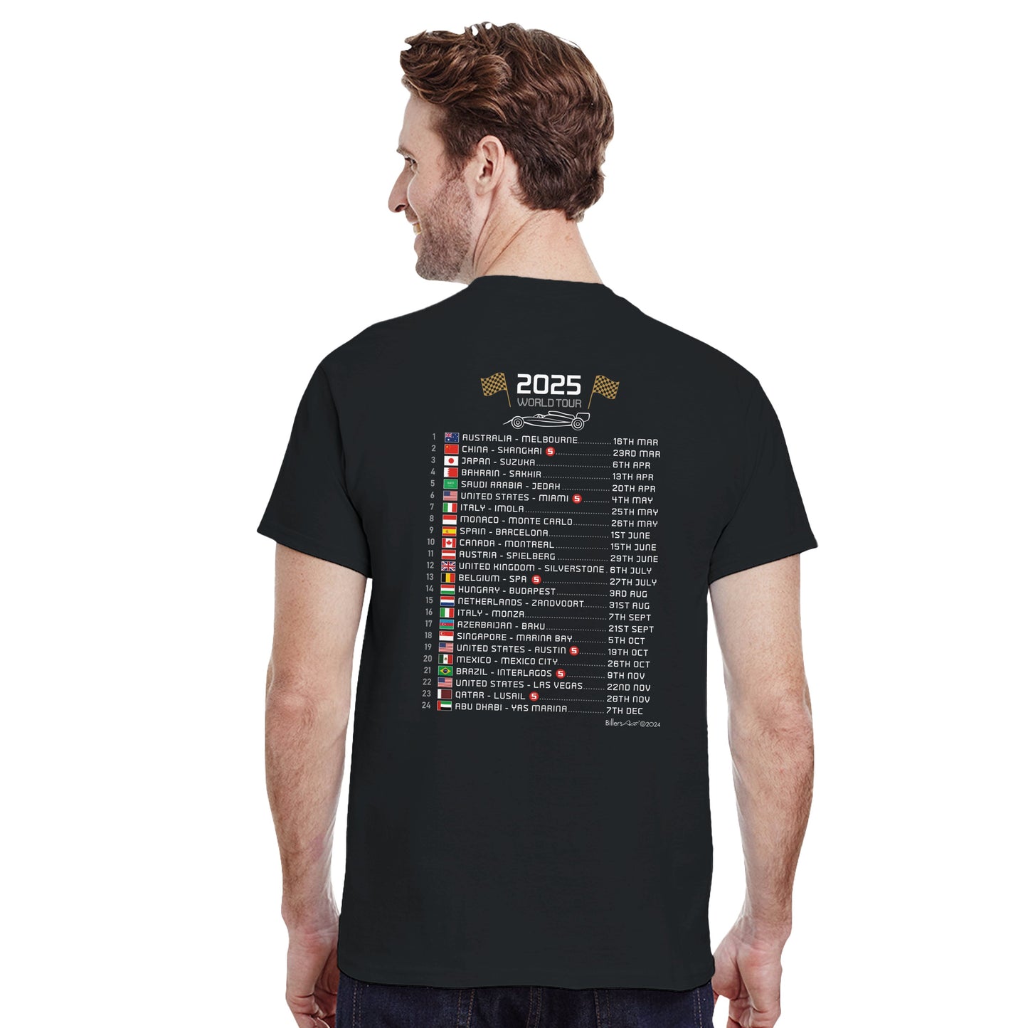 Alexander Albon 2025 Race Calendar Formula 1 F1 T-Shirt Tee Shirt T Shirt