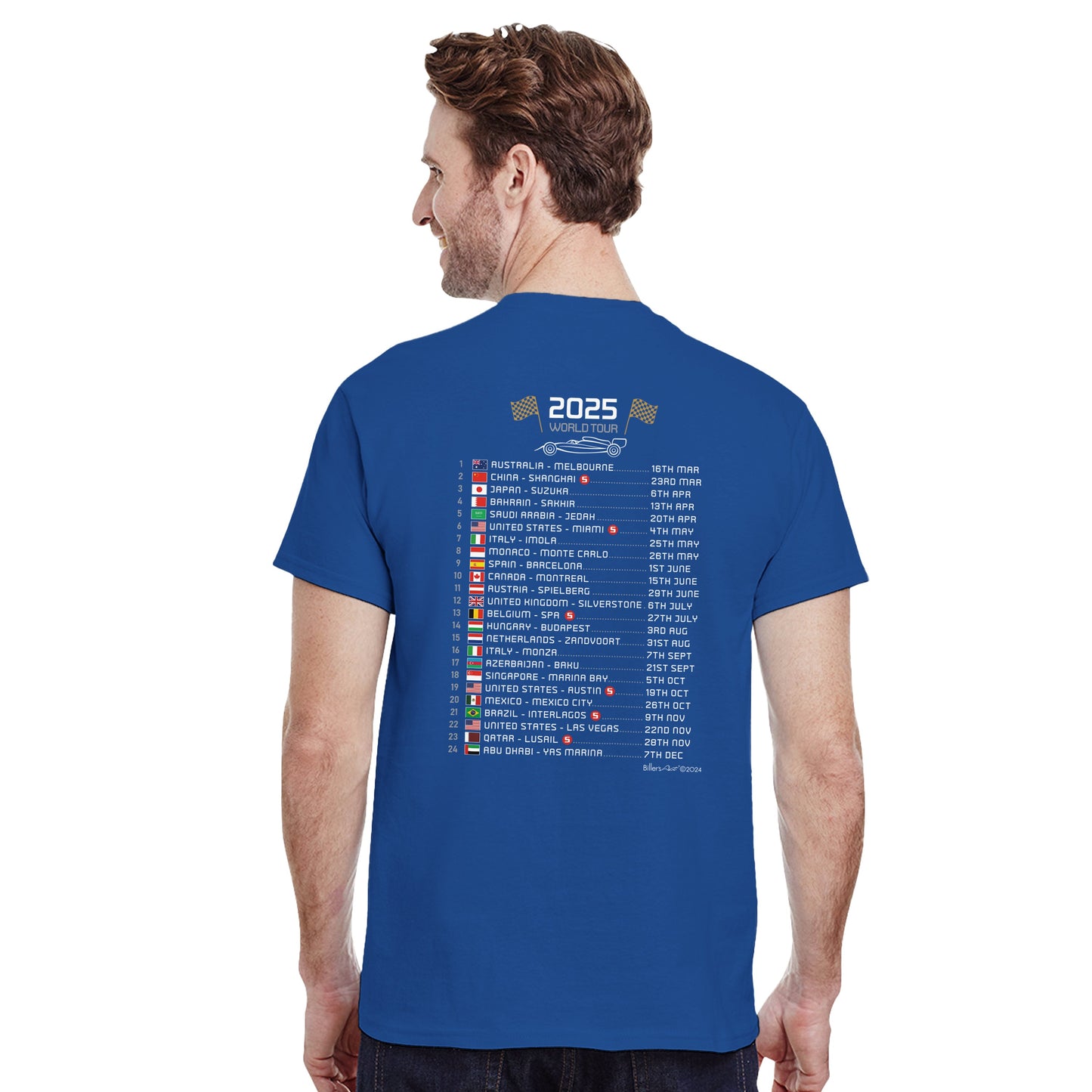Alexander Albon 2025 Race Calendar Formula 1 F1 T-Shirt Tee Shirt T Shirt