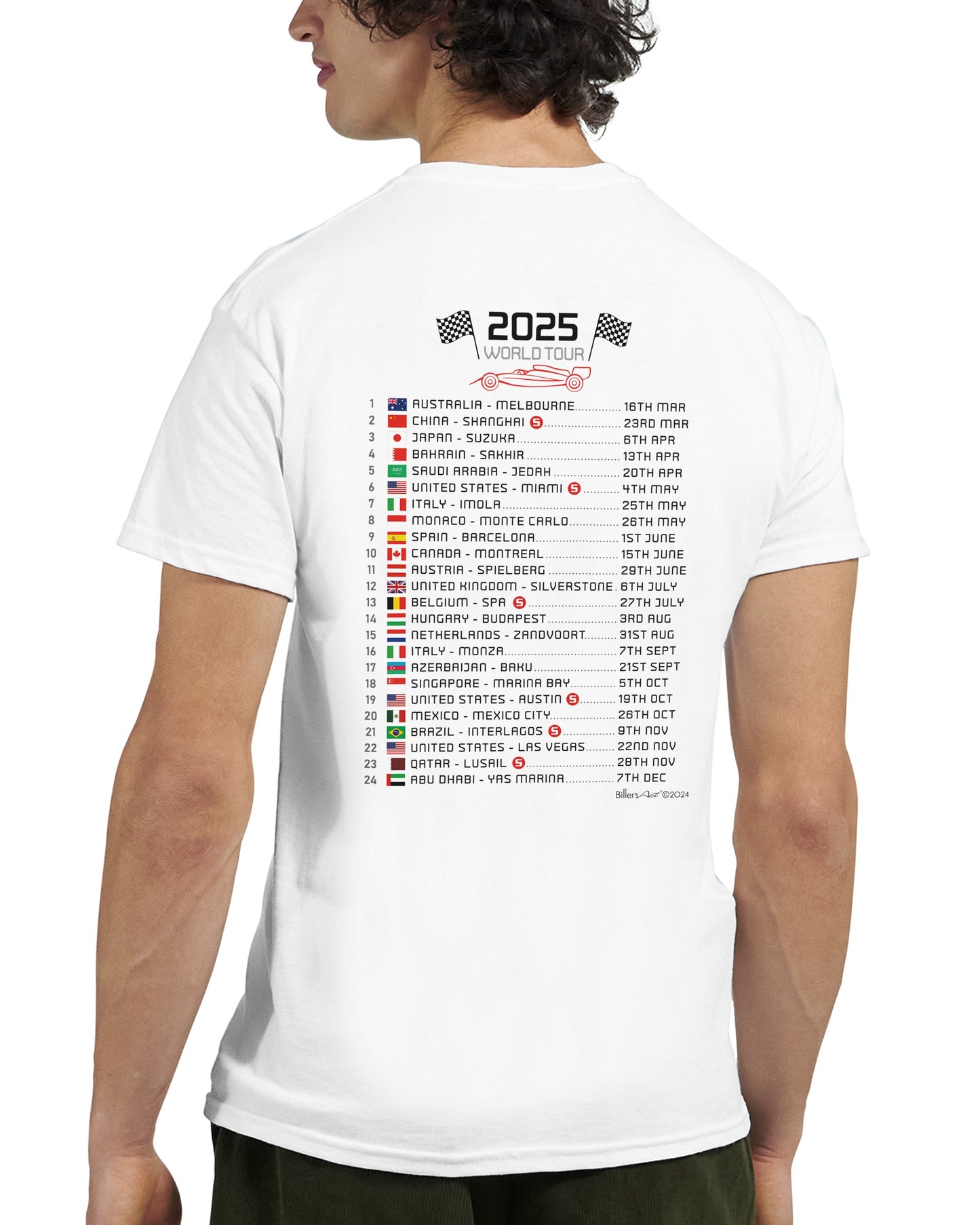 Charles Leclerc 2025 Race Calendar Formula 1 F1 T-Shirt