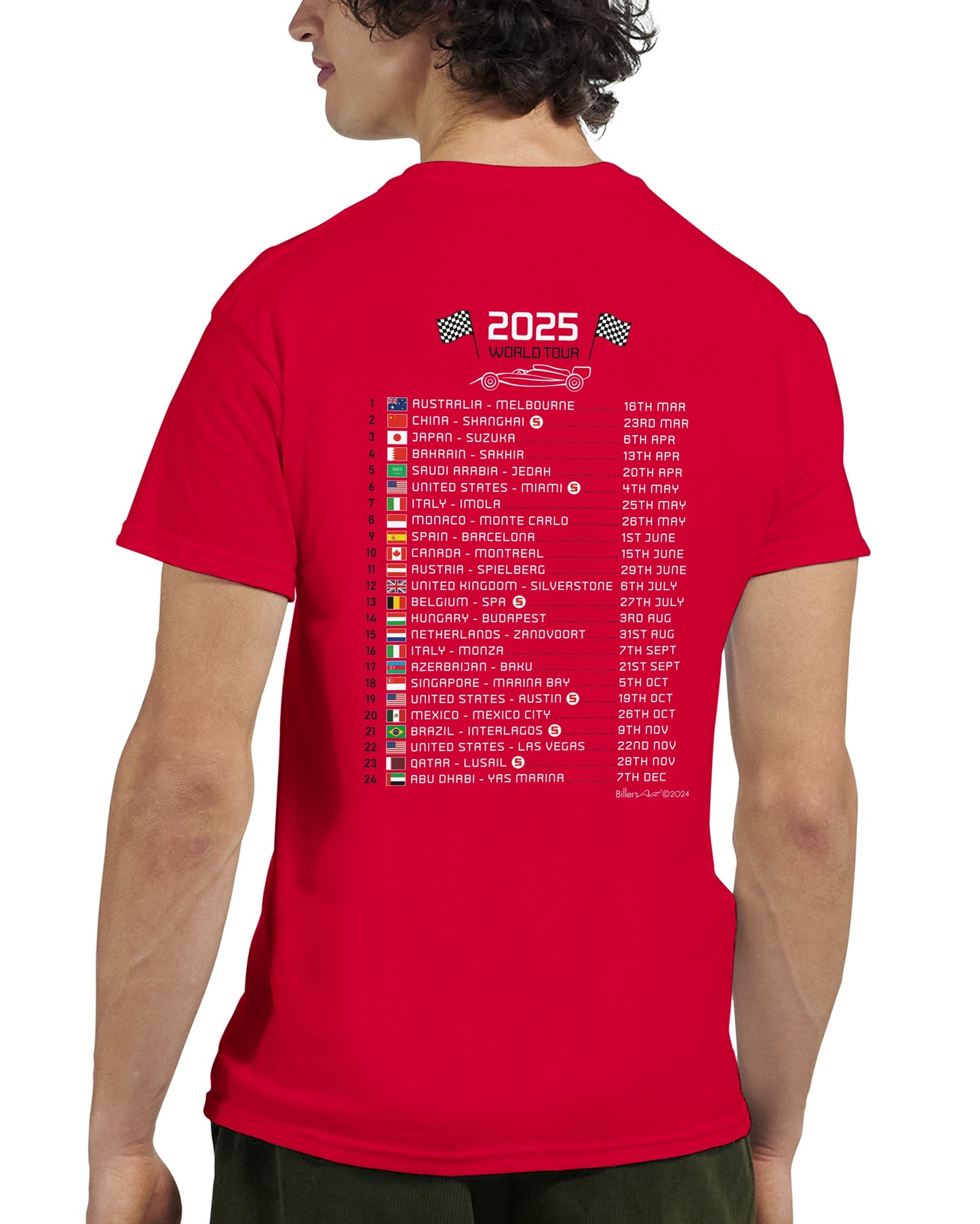 Charles Leclerc 2025 Race Calendar Formula 1 F1 T-Shirt