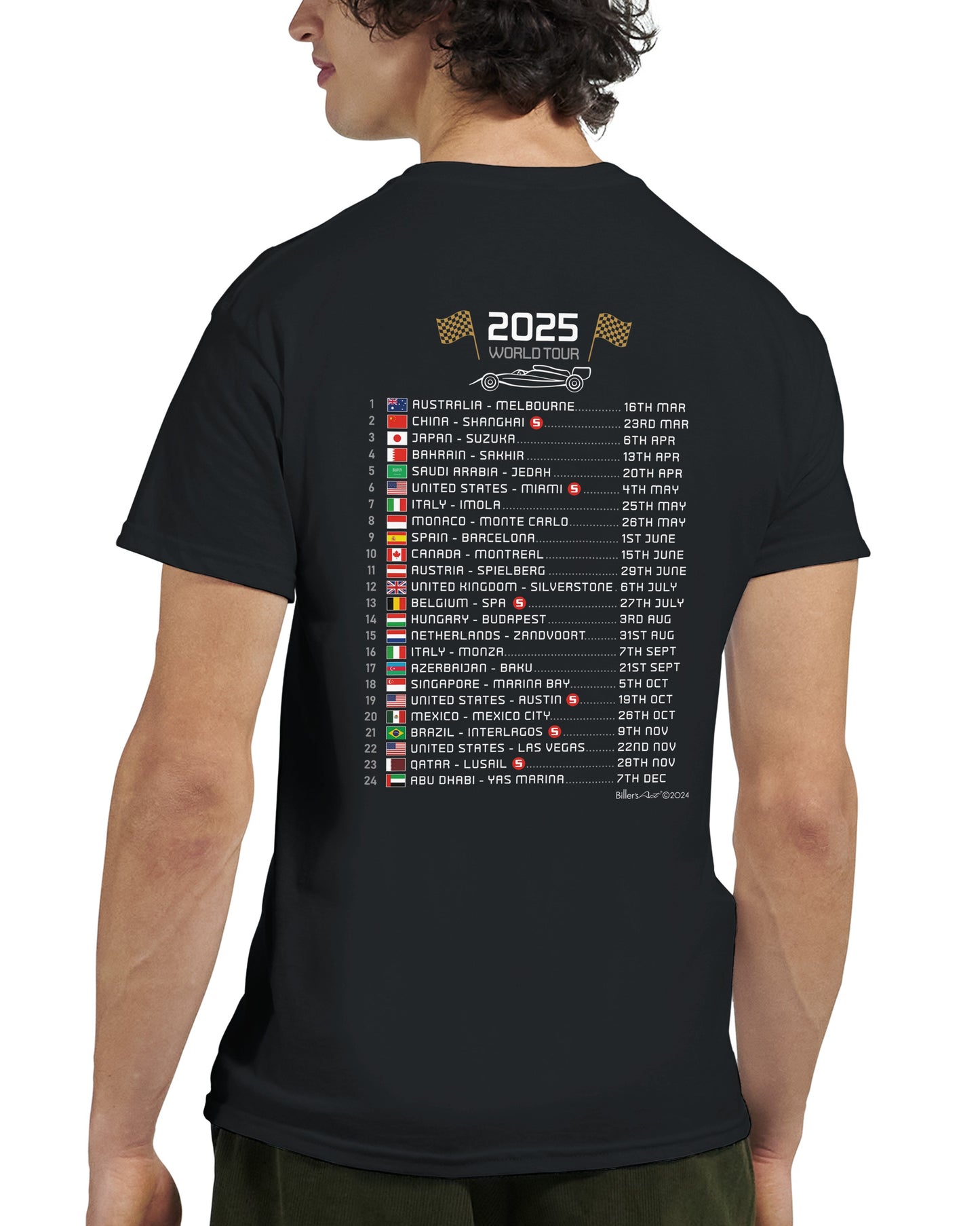 Charles Leclerc 2025 Race Calendar Formula 1 F1 T-Shirt