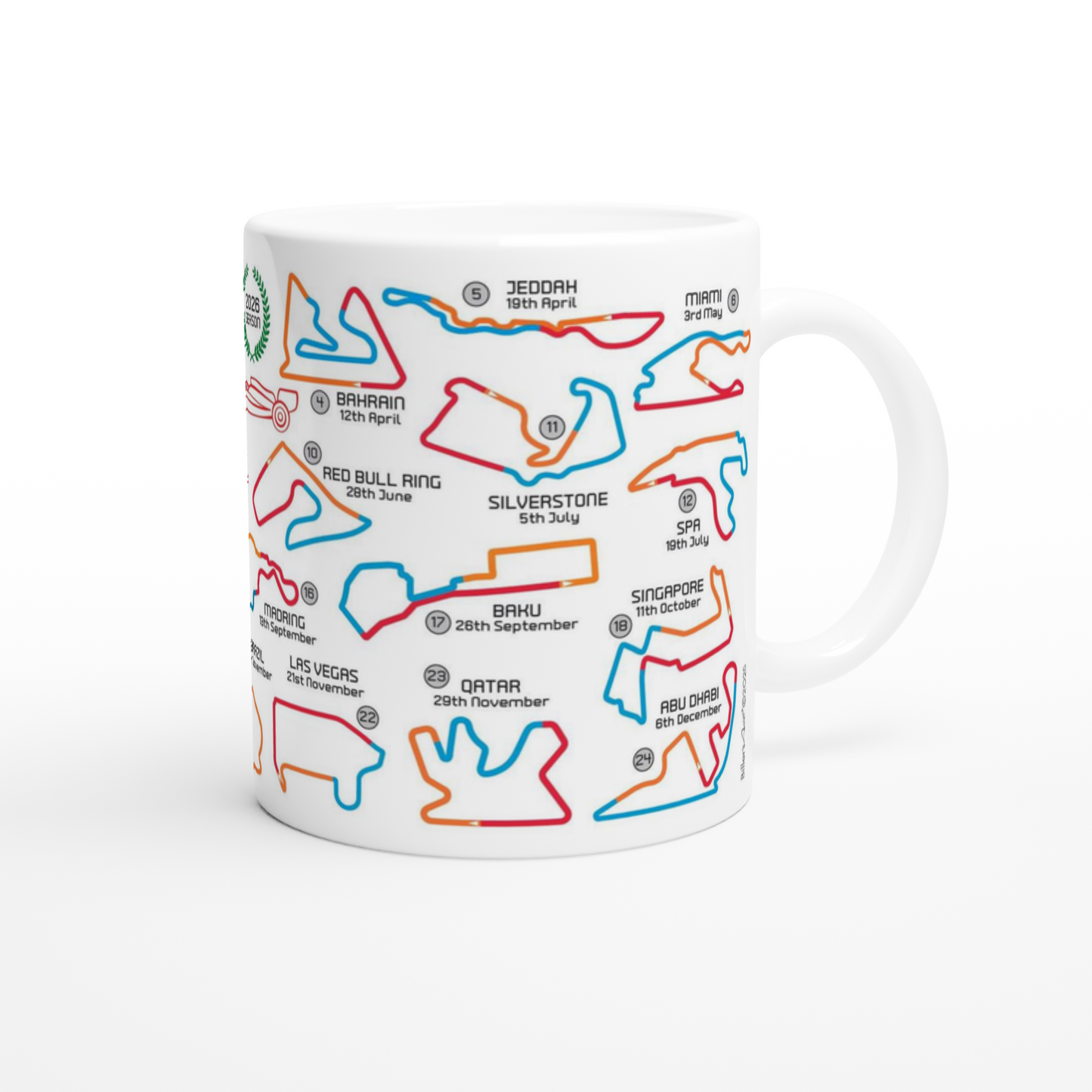 Formula 1 2026 Season Calendar and Circuits Mug