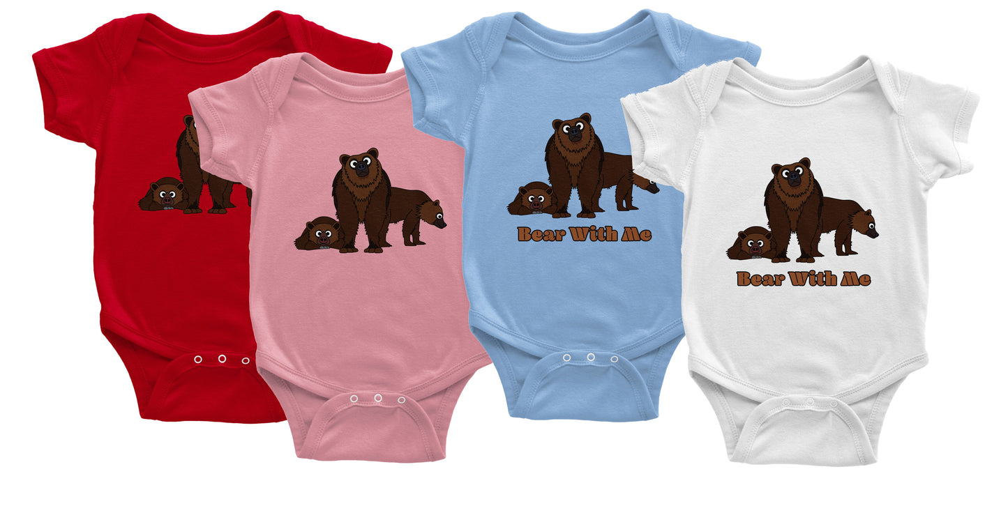 Three Cute Bears Baby Bodysuit - 100% Cotton Short Sleeve Onesie