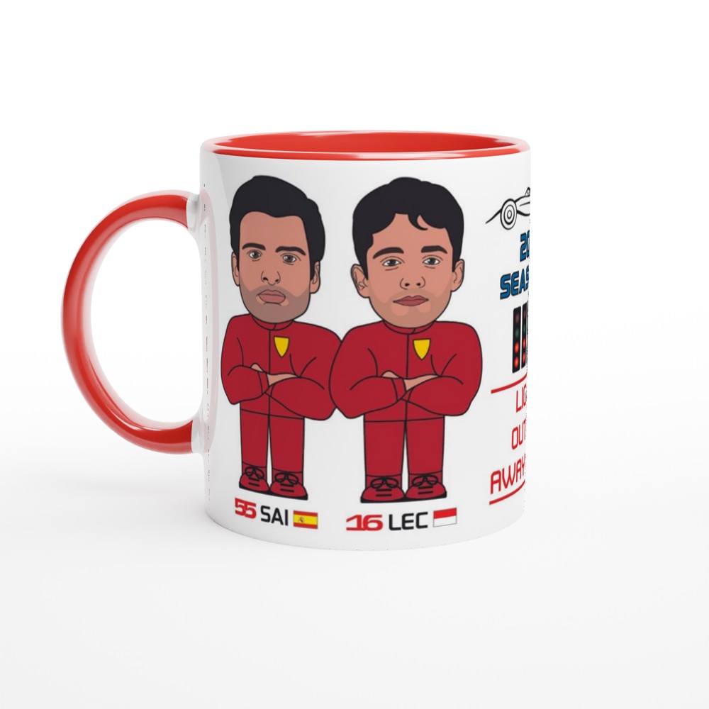 Formula 1 Fun Mug Caricature of the 2024 Ferrari team mates Carlos Sainz and Charles Leclerc